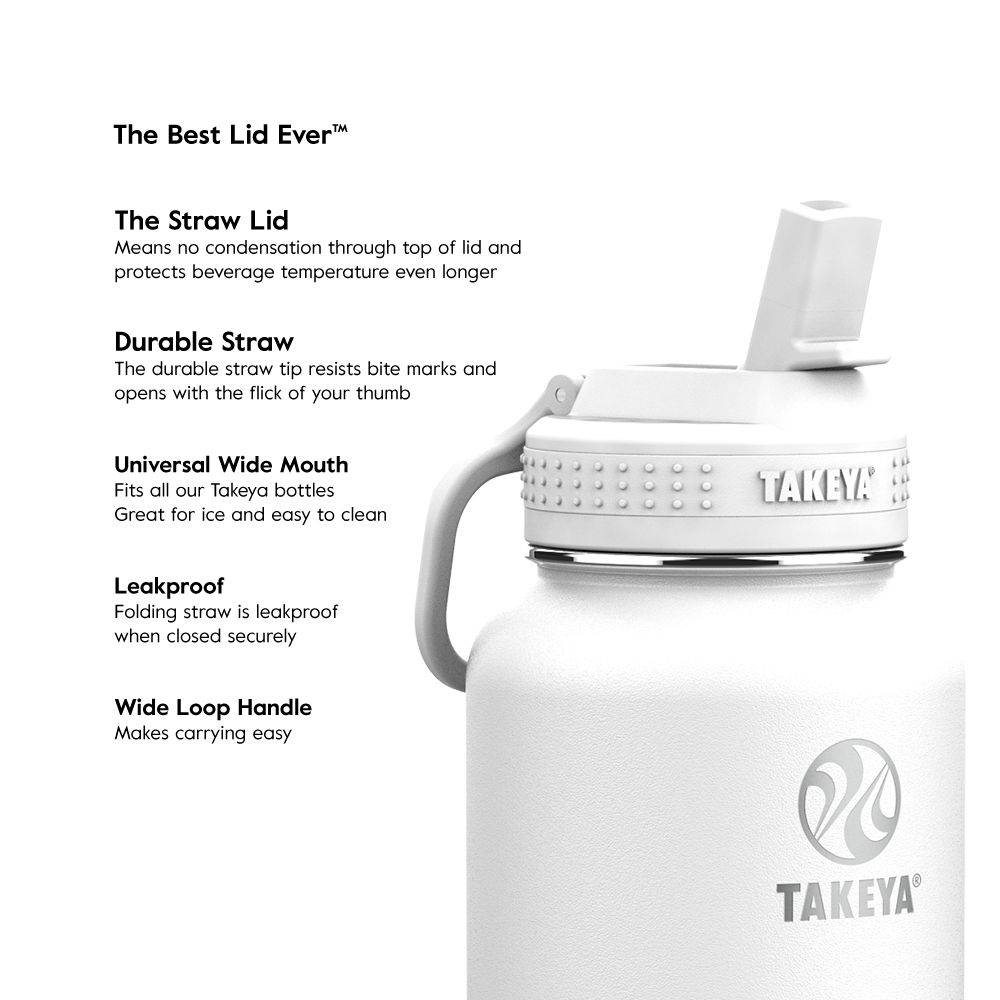 32 oz Takeya Actives Insulated Stainless Steel Water Bottle with Straw Lid 