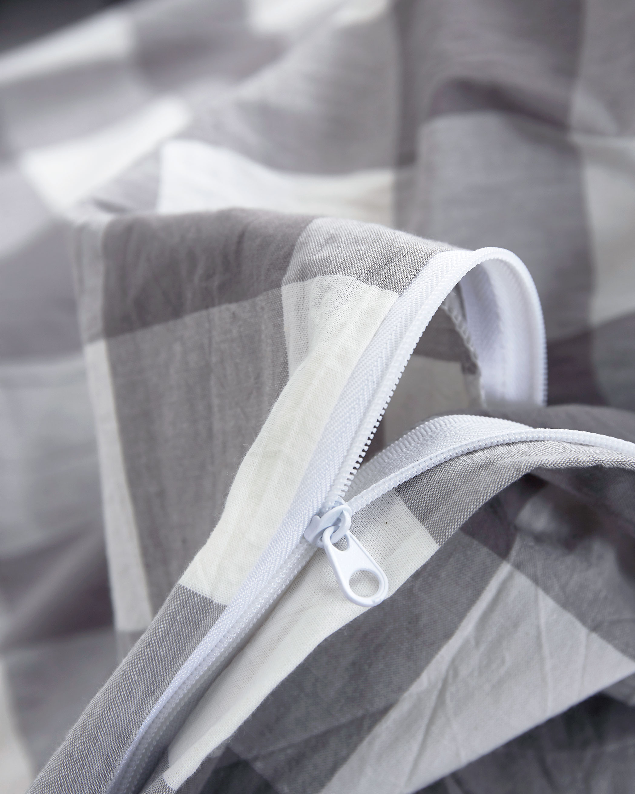 Gray Buffalo Check Washed Cotton Duvet Cover Set