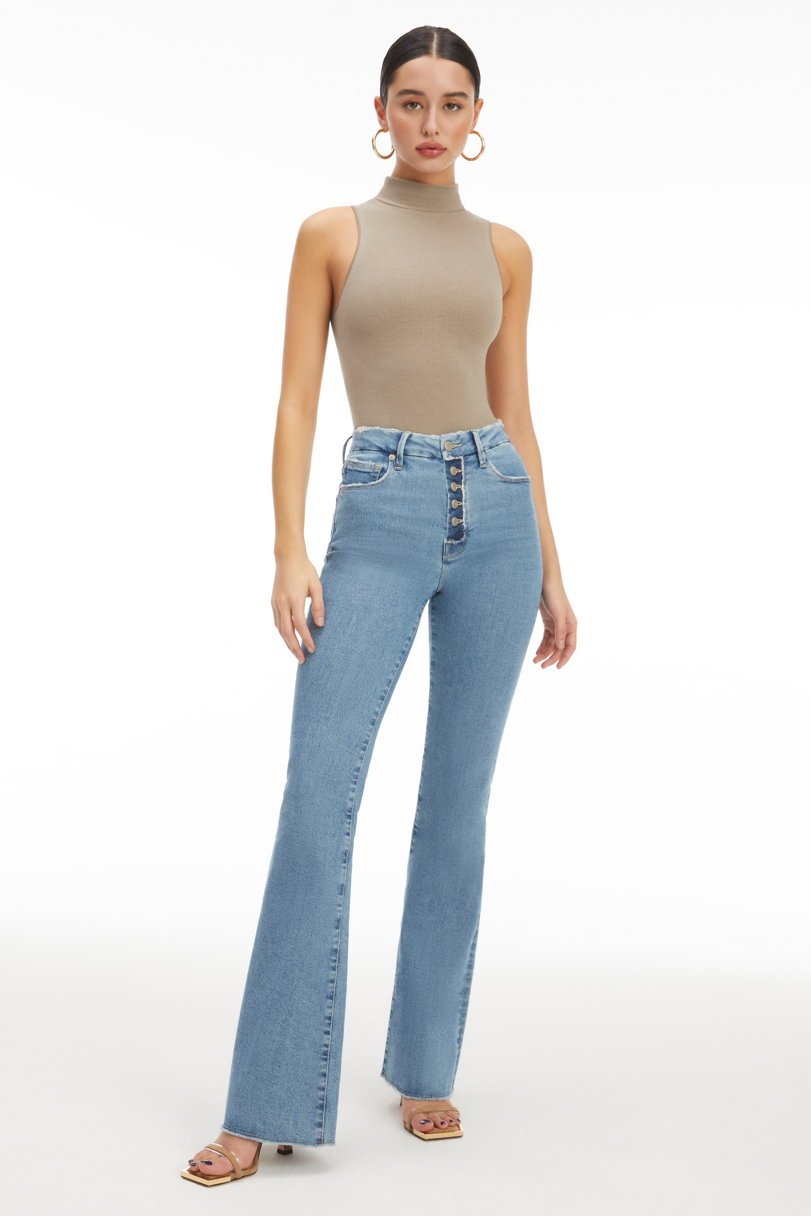 Styled With feature image for product GOOD FLARE RAW EXPOSED BUTTON | BLUE670
