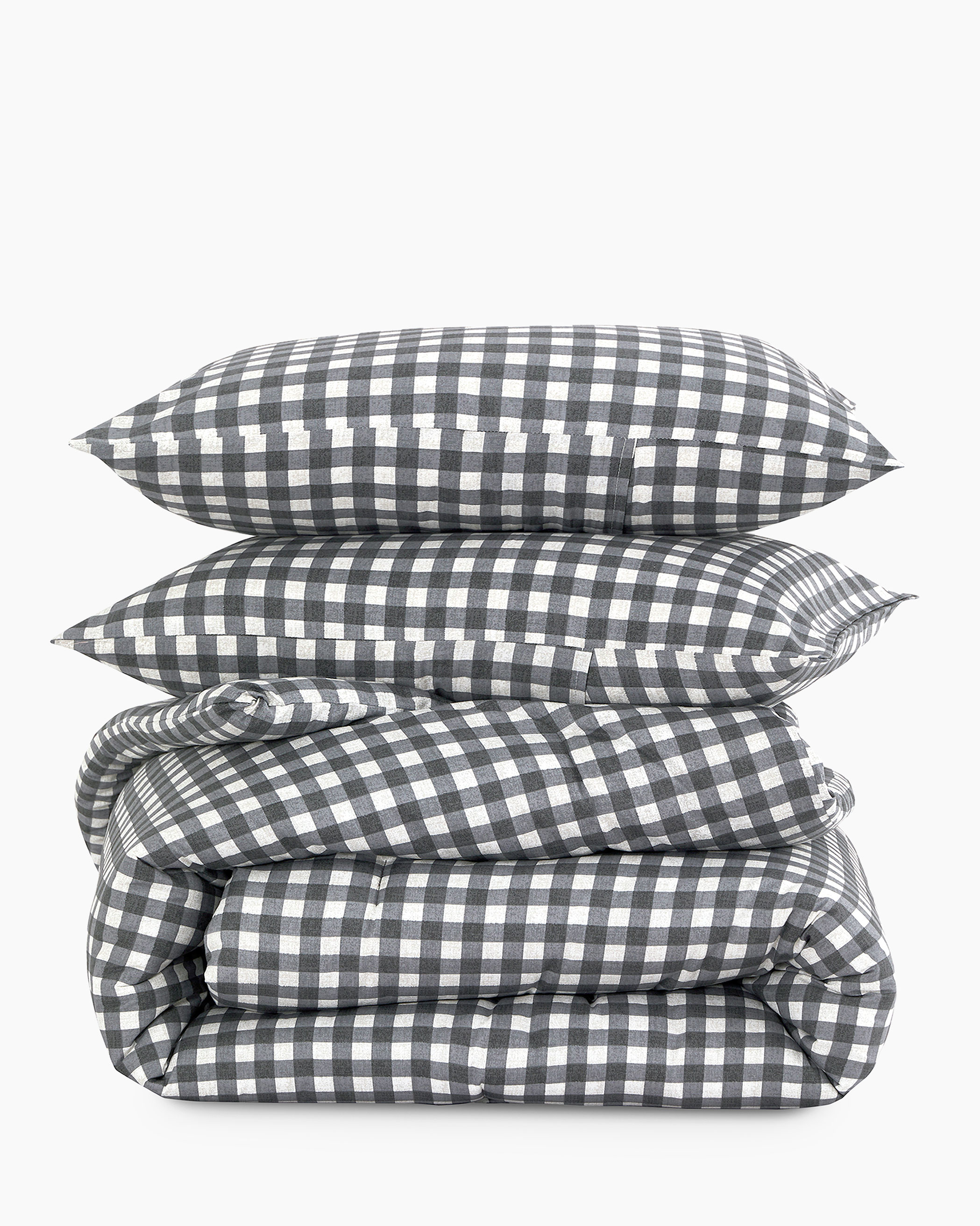 Gray Gingham Cotton Comforter Set