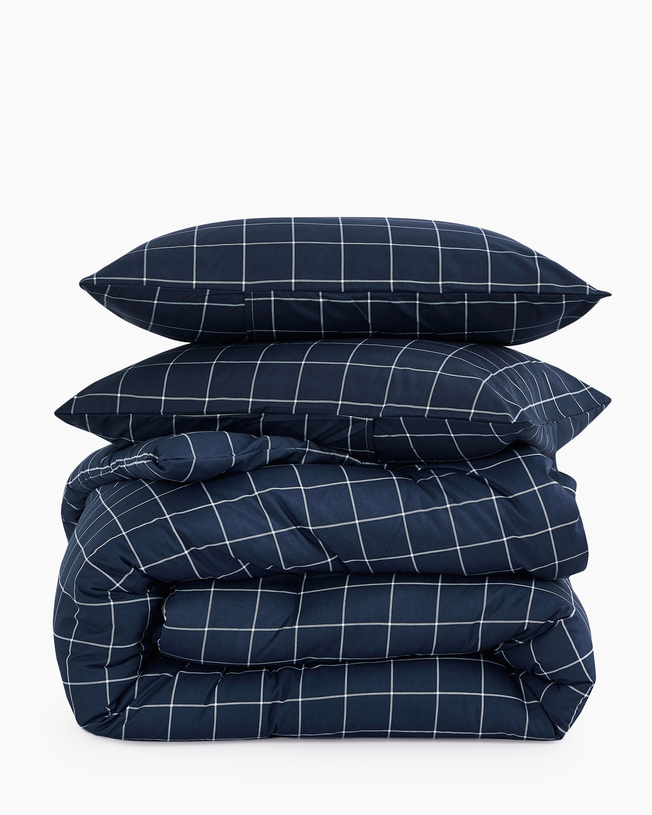 Navy Grid Microfiber Comforter Set