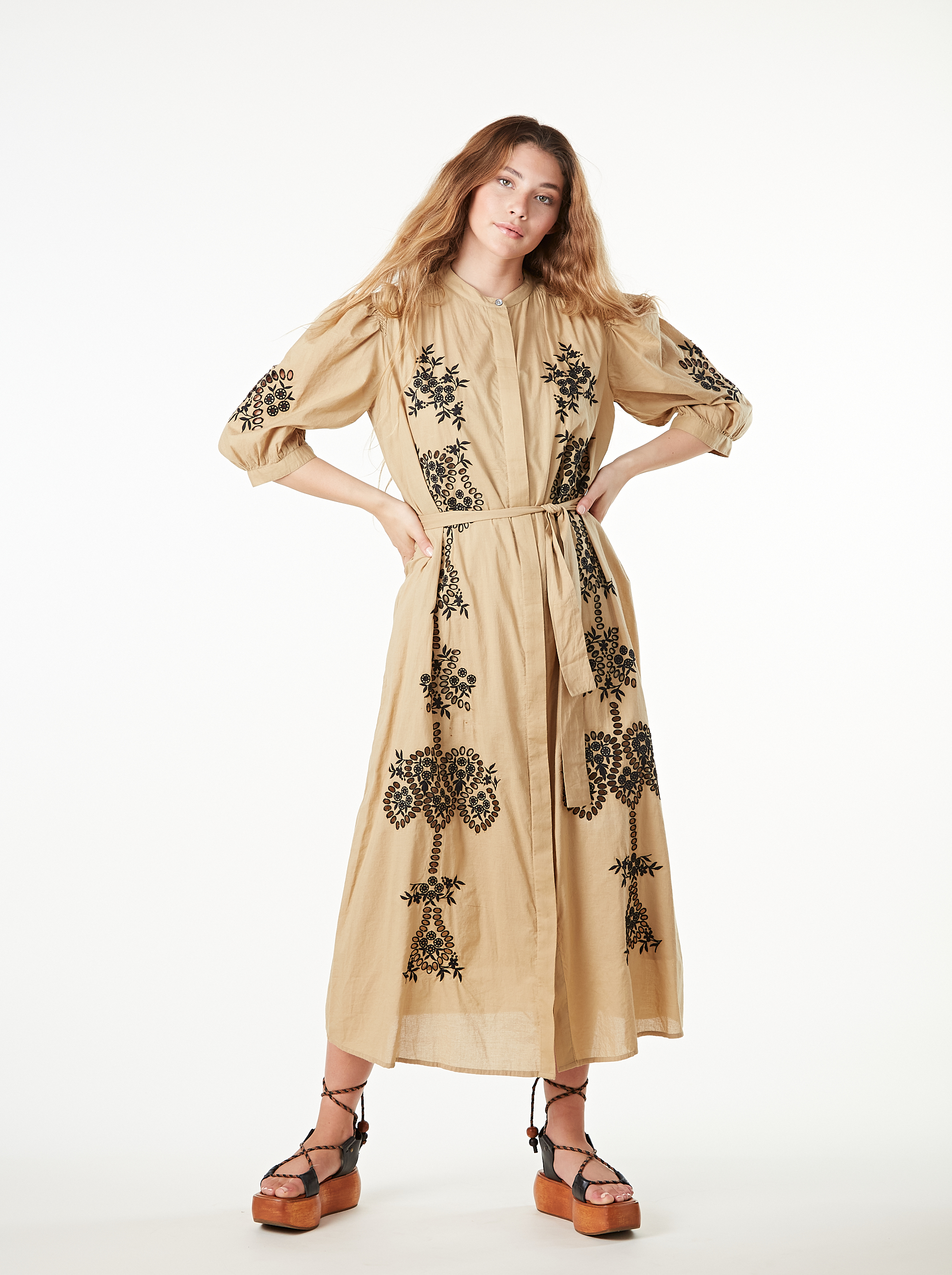 Ottod'Ame: Flared Embroidered Cotton Dress