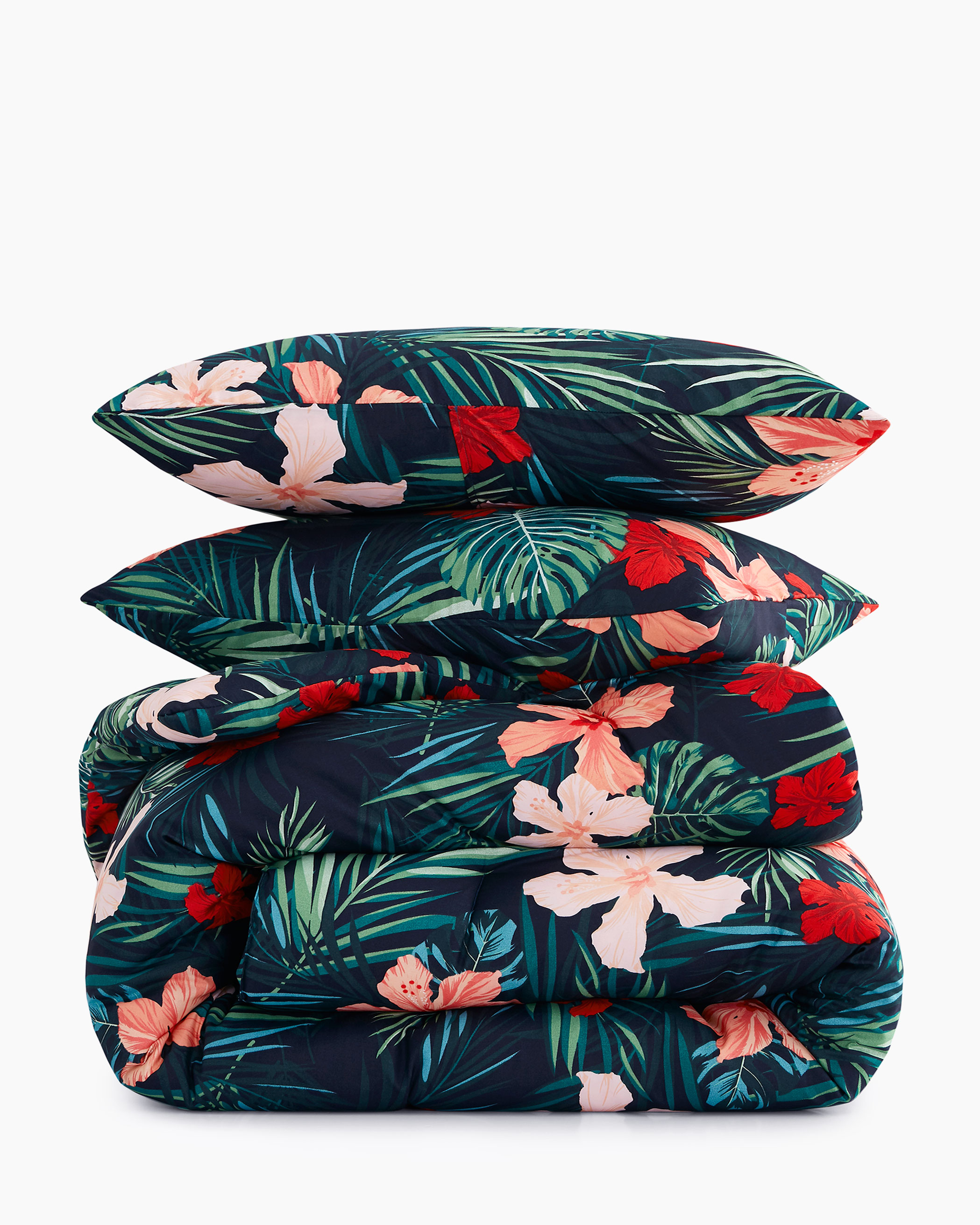 Tropical Floral Microfiber Comforter Set