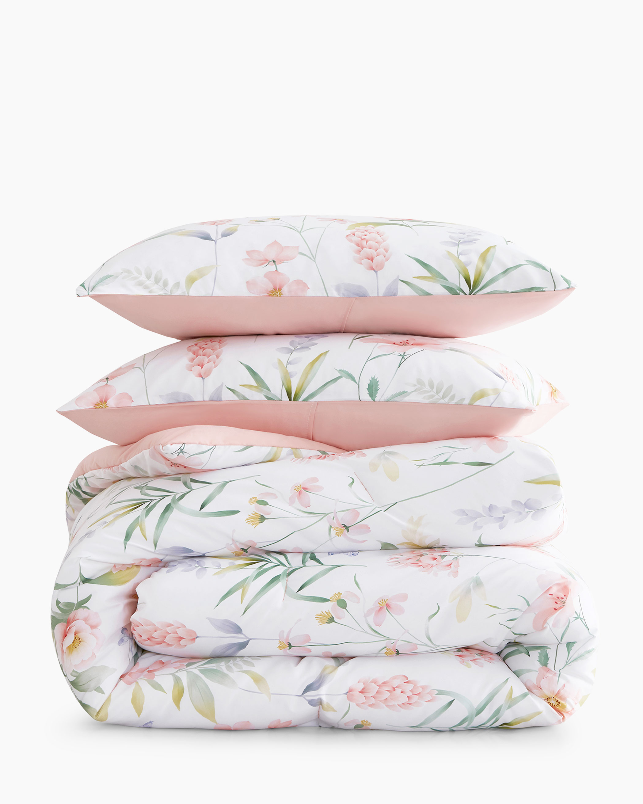 Pink Floral Microfiber Comforter Set