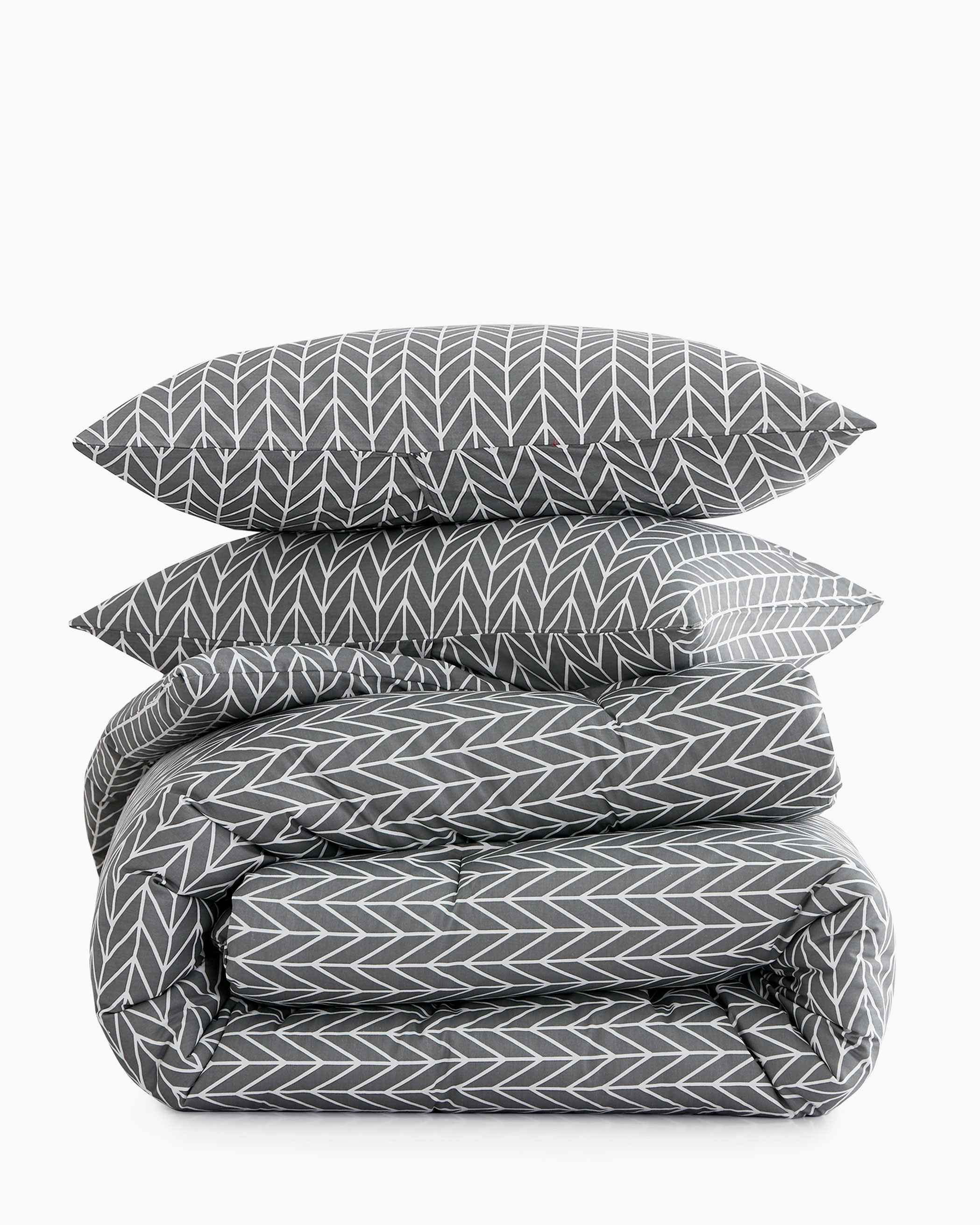 Gray Chevron Cotton Comforter Set