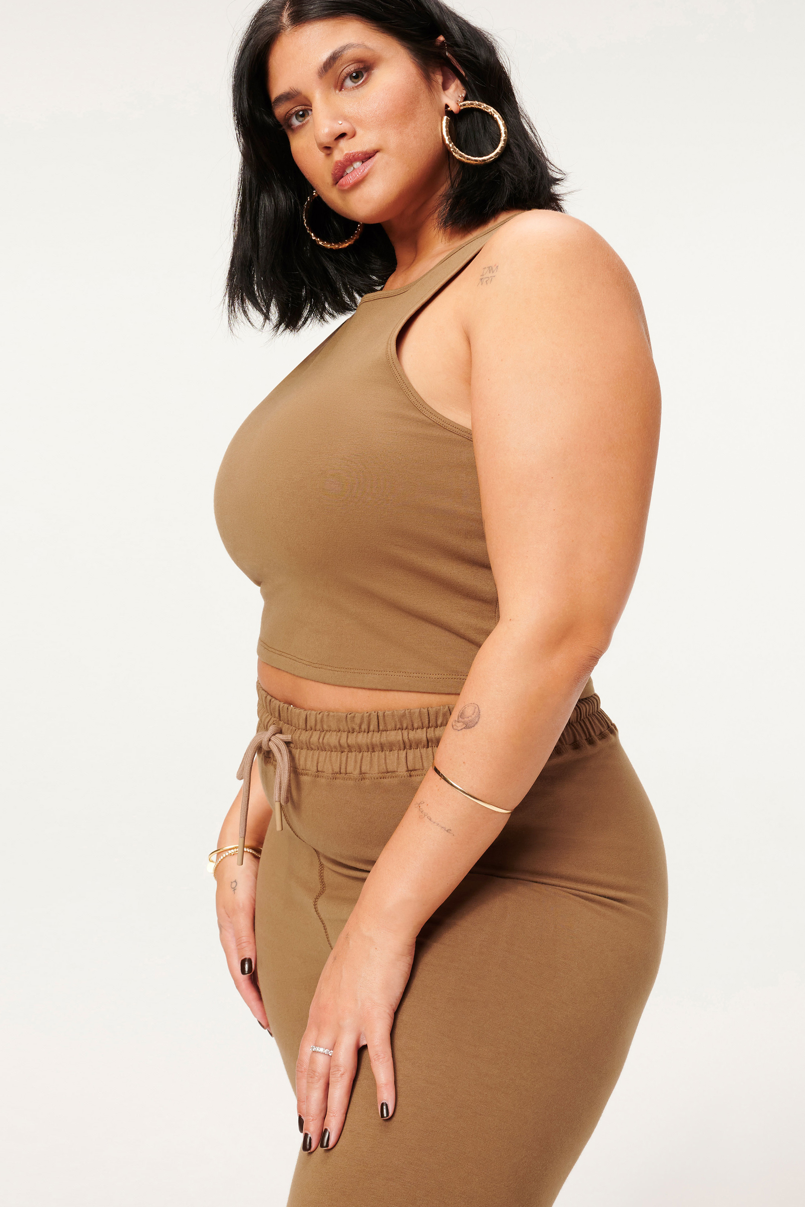 Styled With feature image for product ESSENTIAL CUT IN CROP TANK | SEPIA001