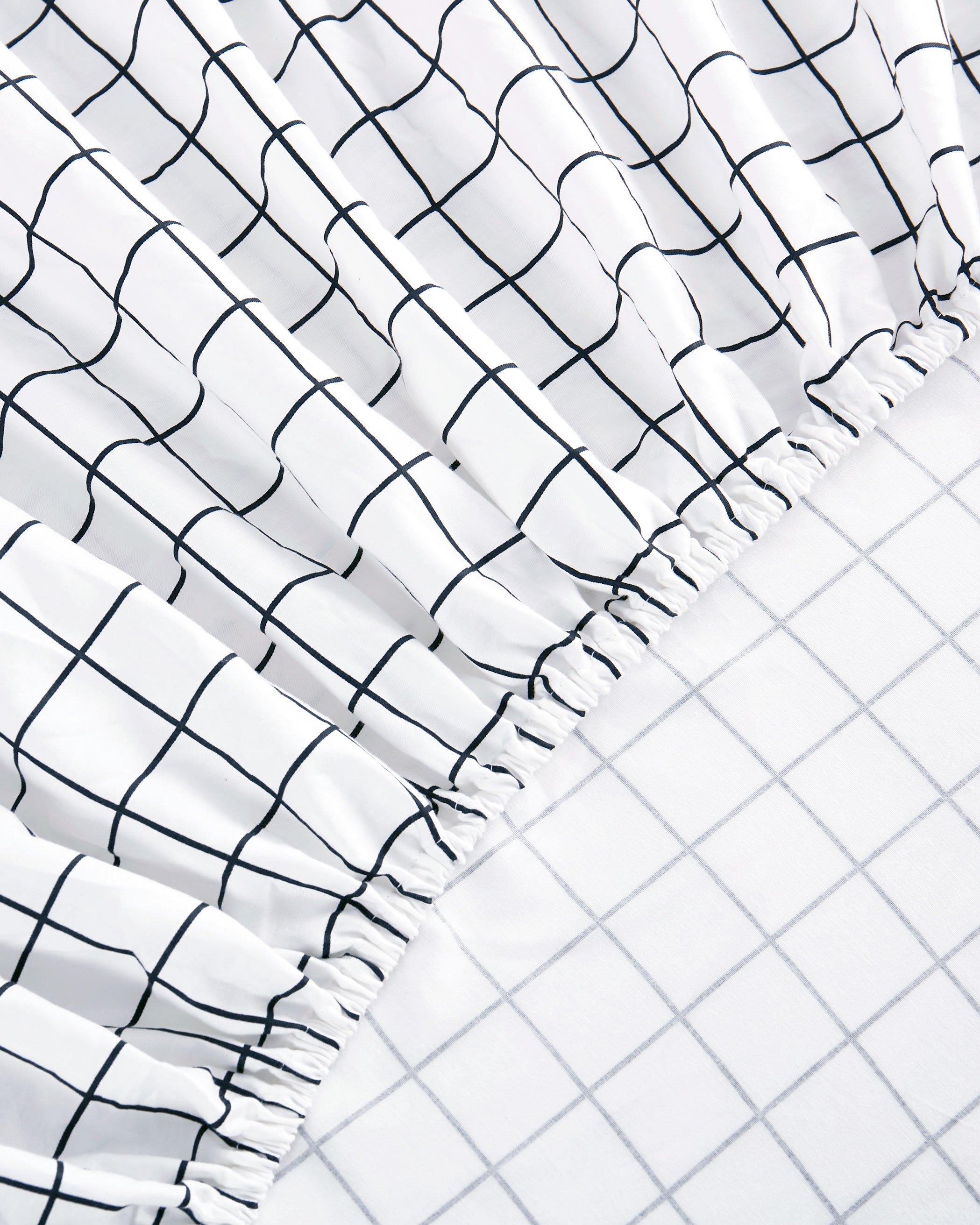 White Grid Cotton Sheet Set