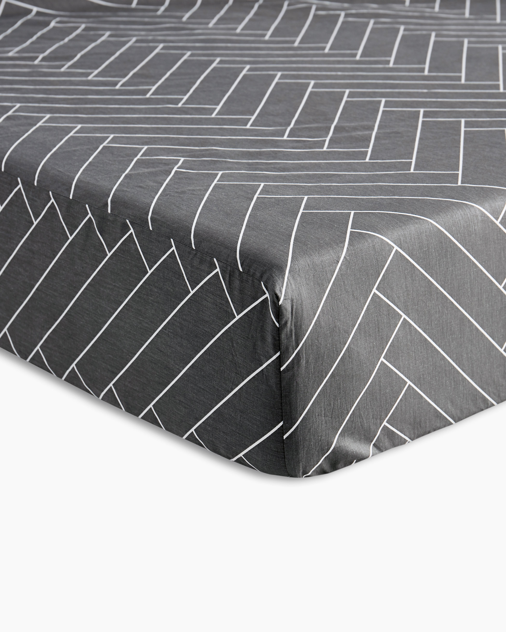 Gray Herringbone Cotton Sheet Set