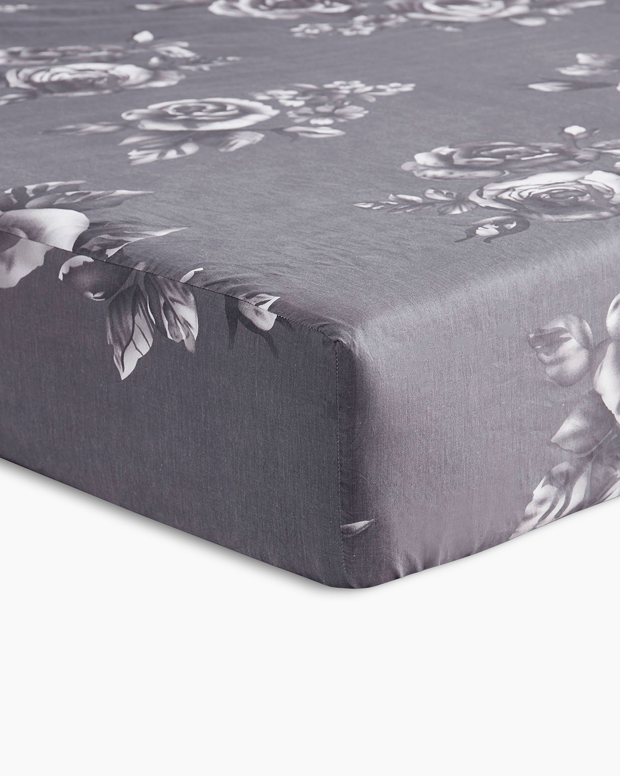Gray Roses Cotton Sheet Set