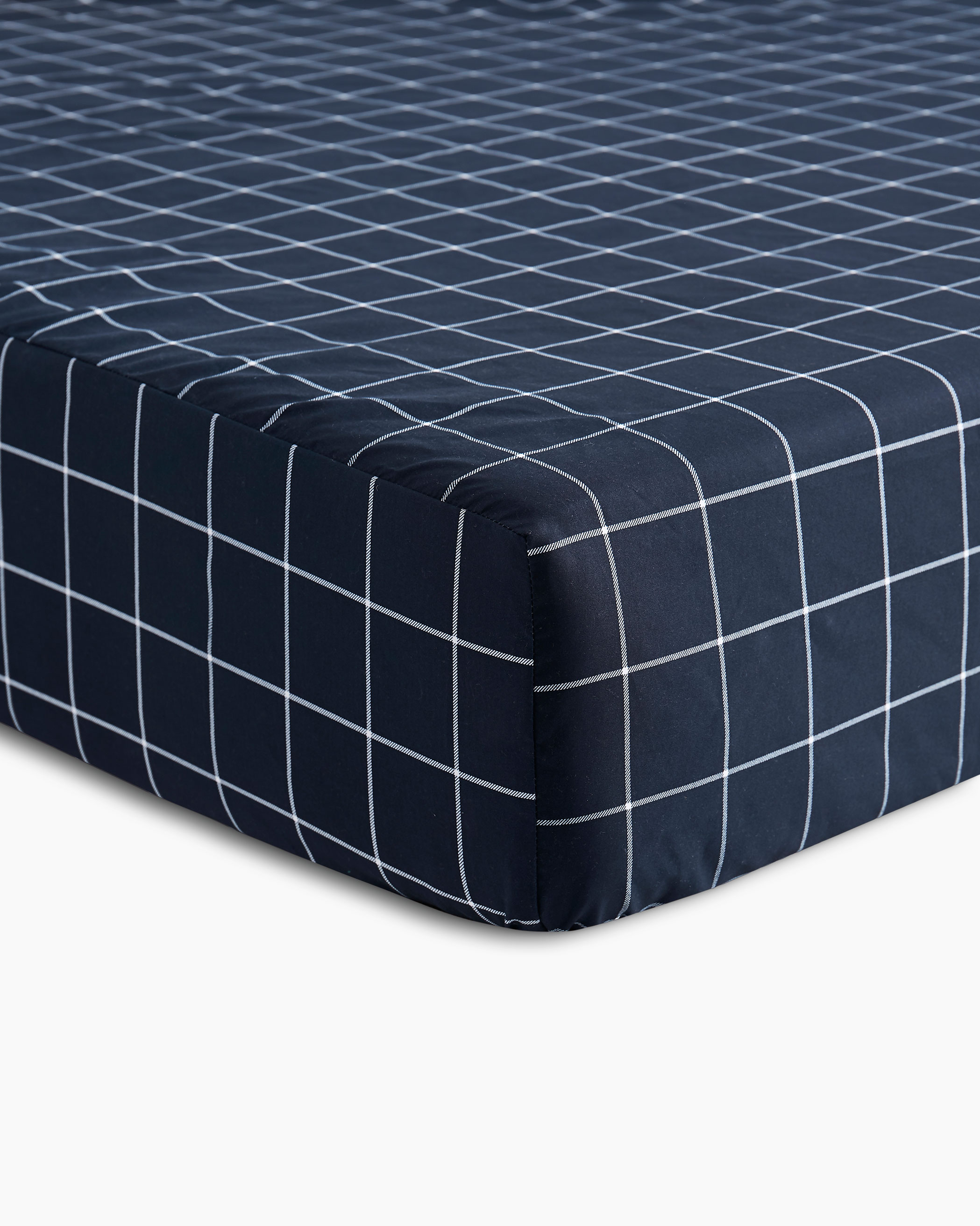 Navy Grid Microfiber Sheet Set