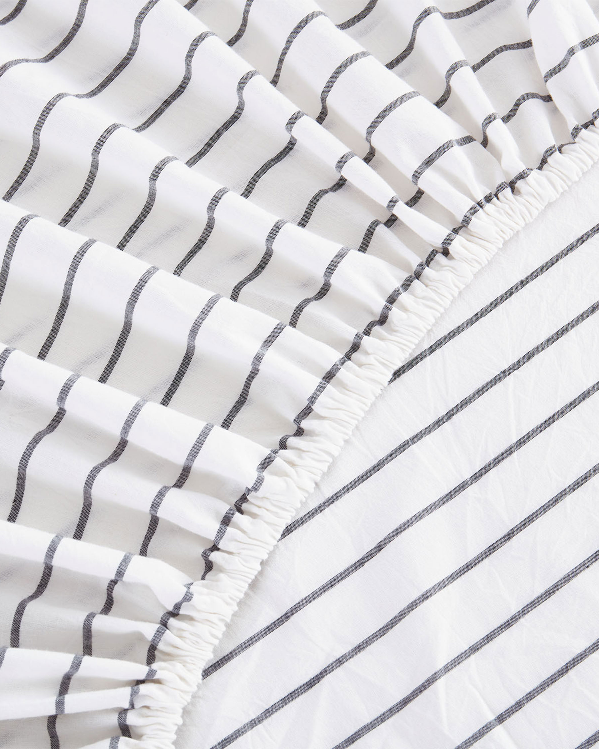 White Striped Washed Cotton Sheet Set