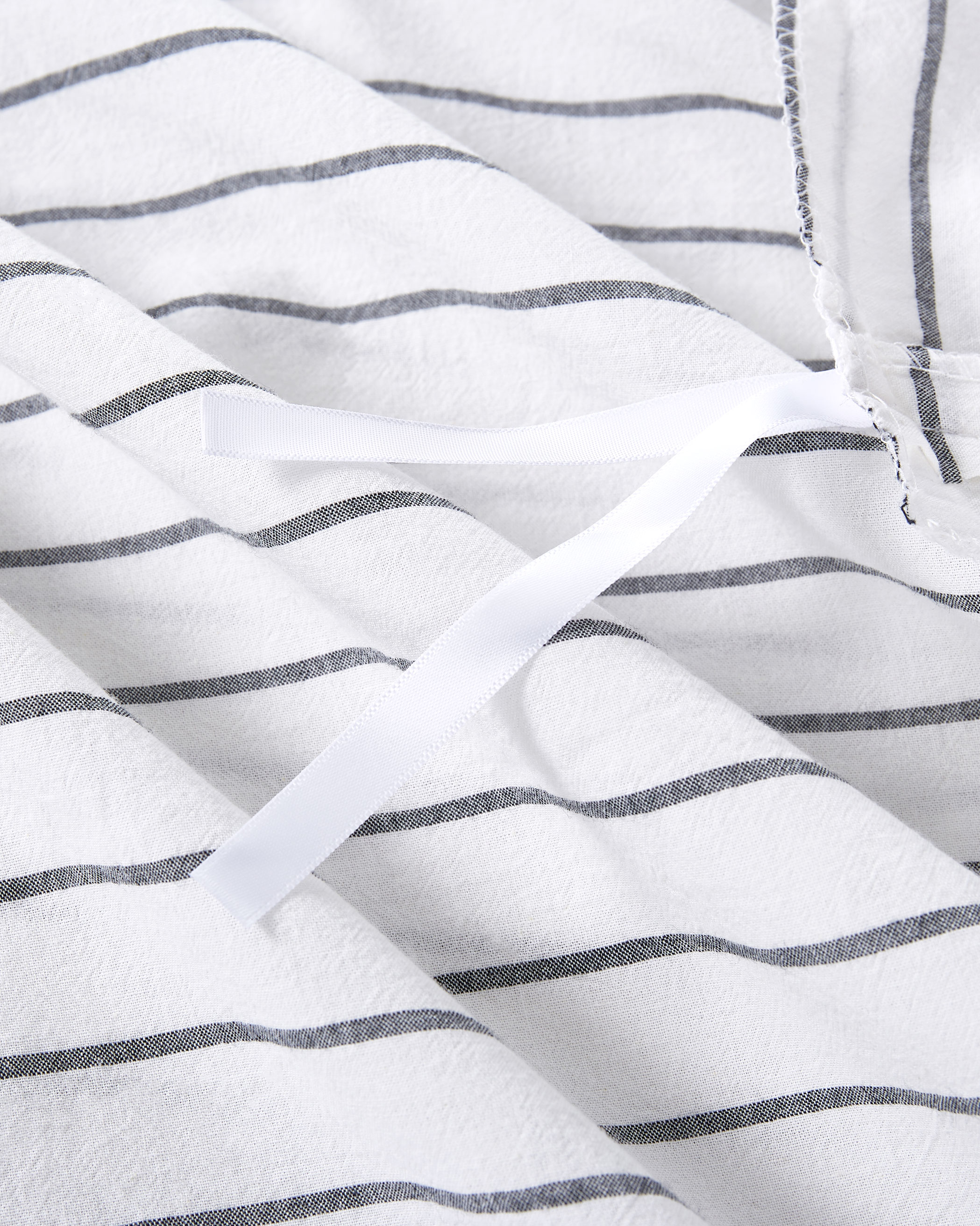 White Striped Washed Cotton Duvet Cover Set
