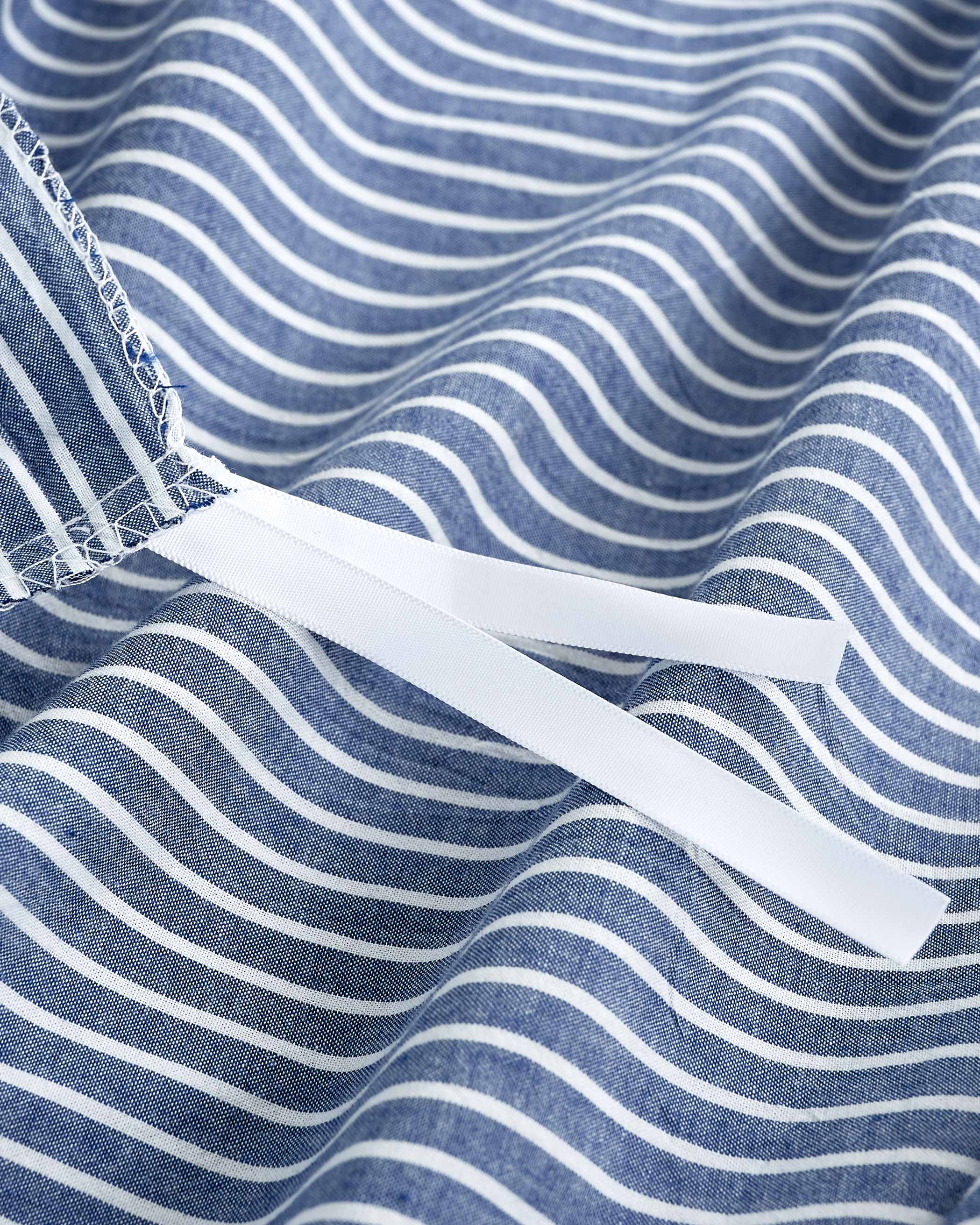 Denim Blue Striped Washed Cotton Duvet Cover Set