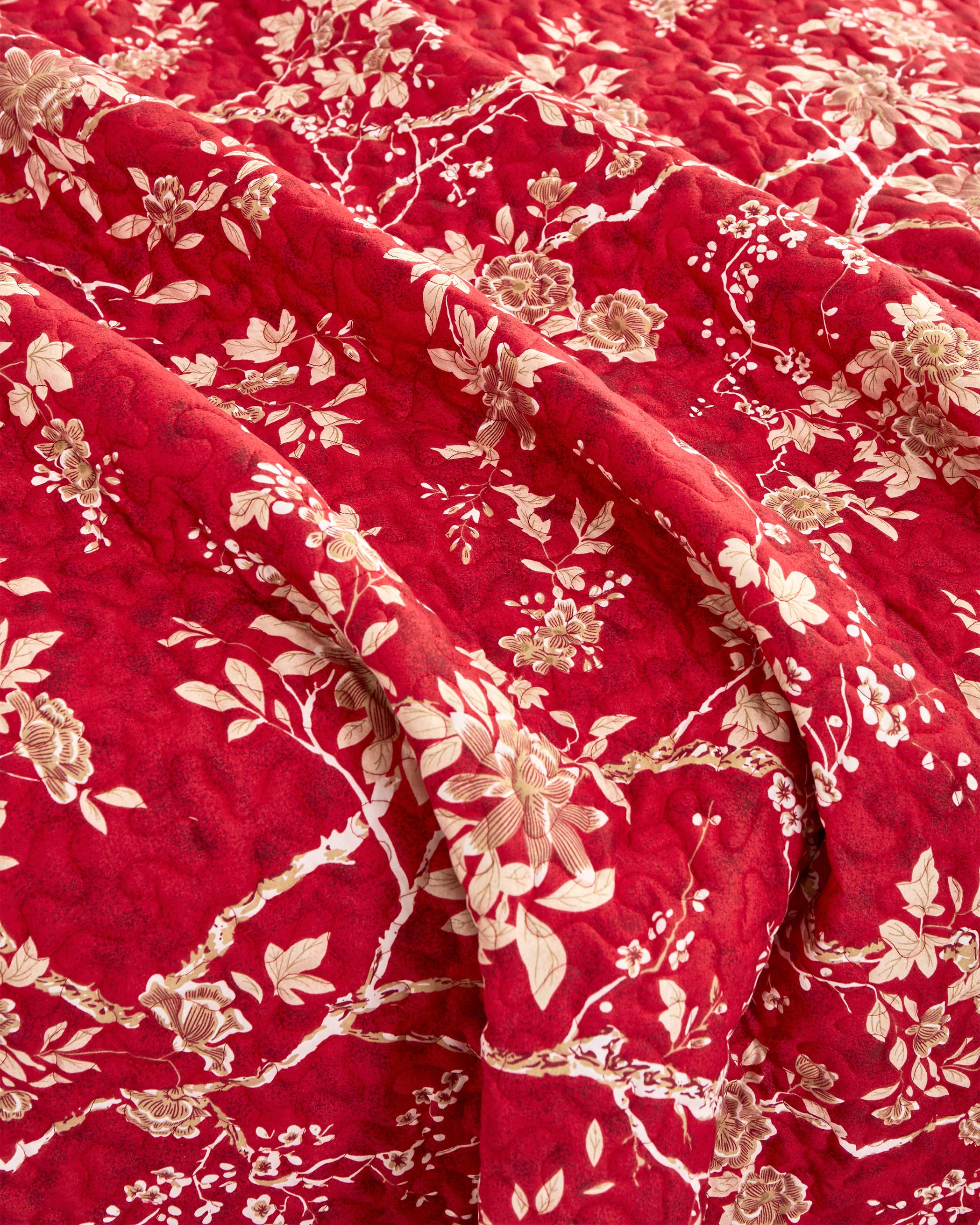 Red Floral Microfiber Quilt Set
