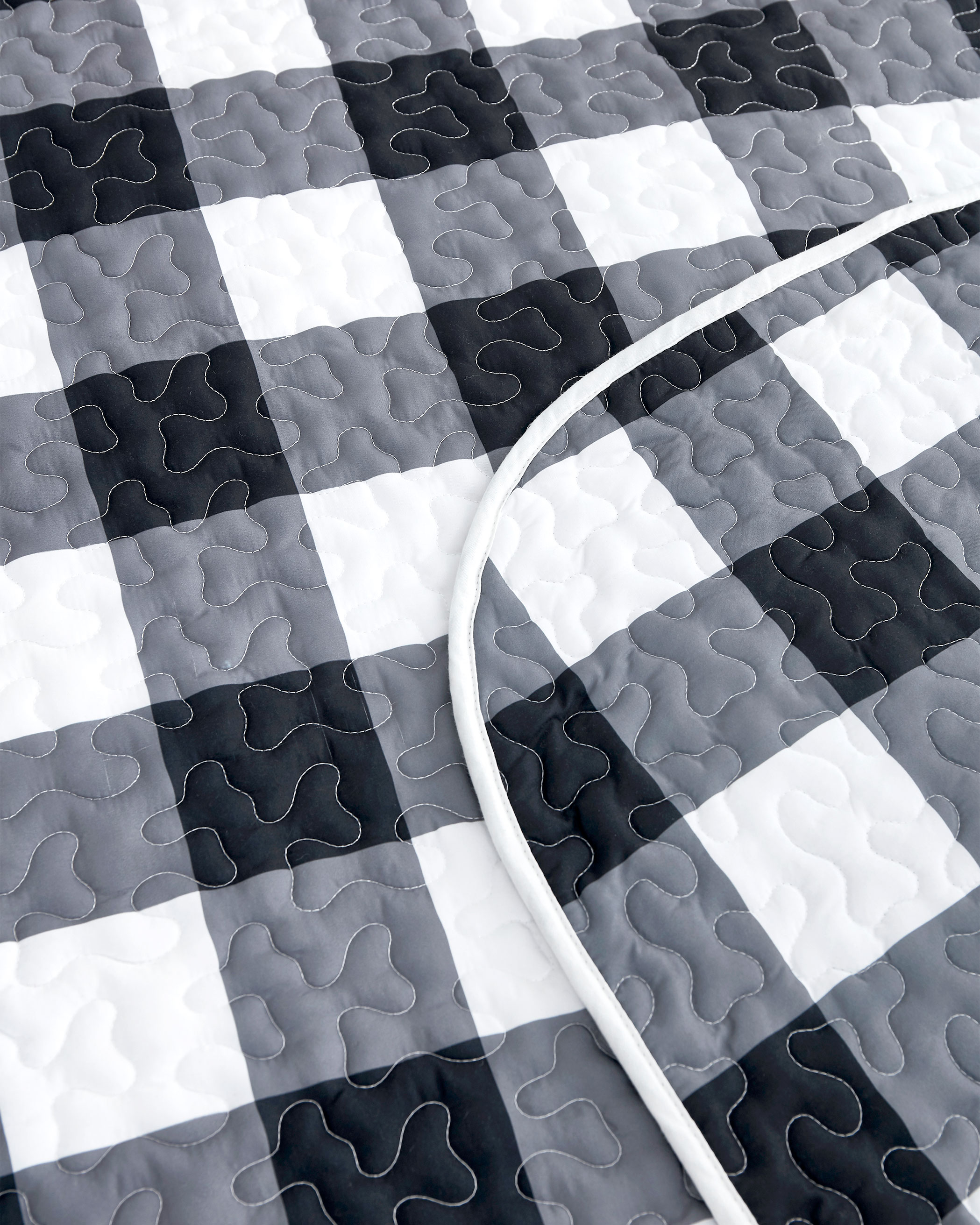 Charcoal Buffalo Check Microfiber Quilt Set