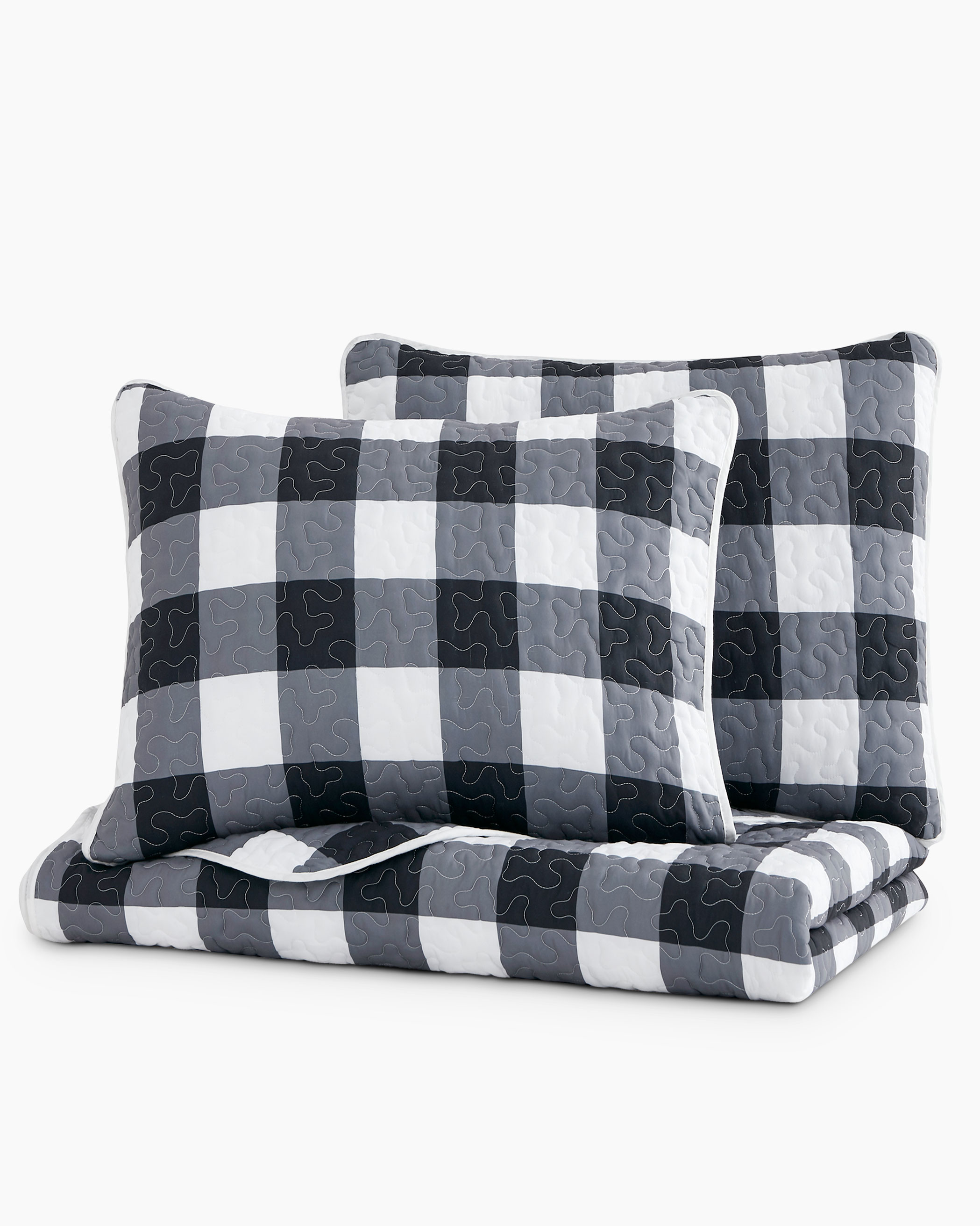 Charcoal Buffalo Check Microfiber Quilt Set