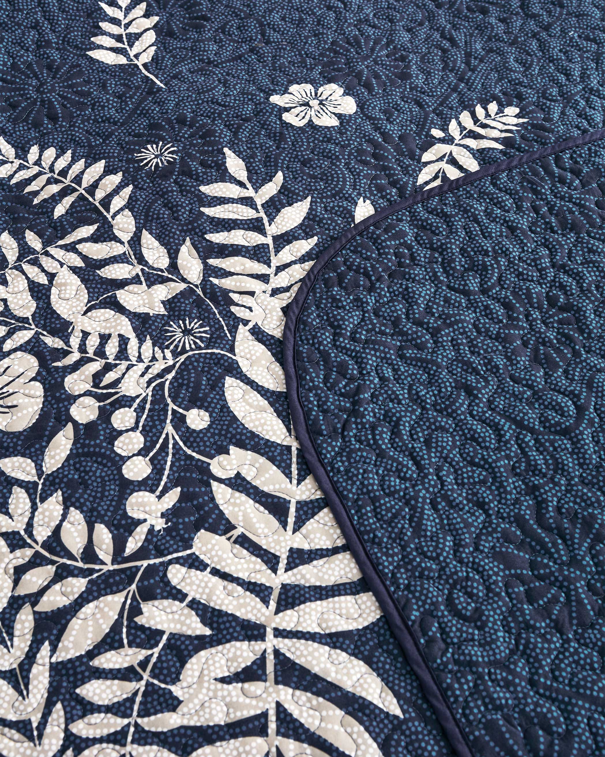 Navy Blue Floral Microfiber Quilt Set