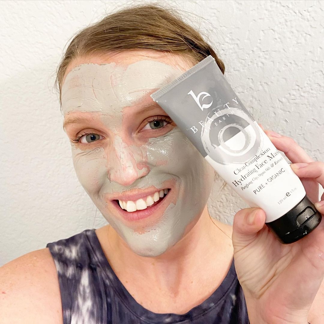 Woman using BBE hydrating face mask