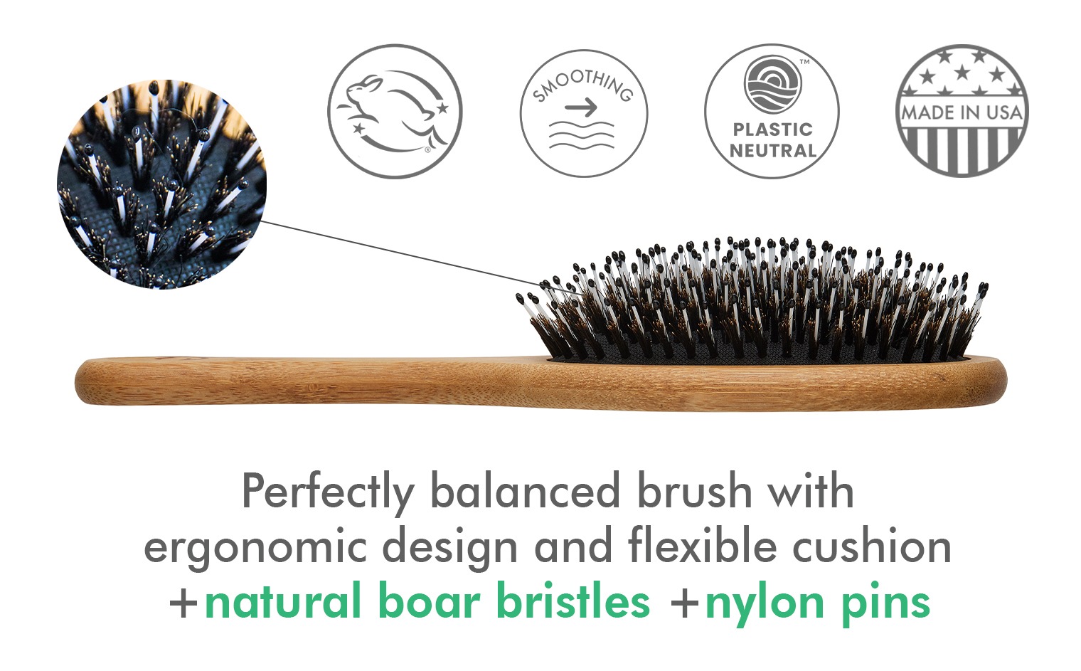 Beauty By Earth Boar Bristles Brush - key features 