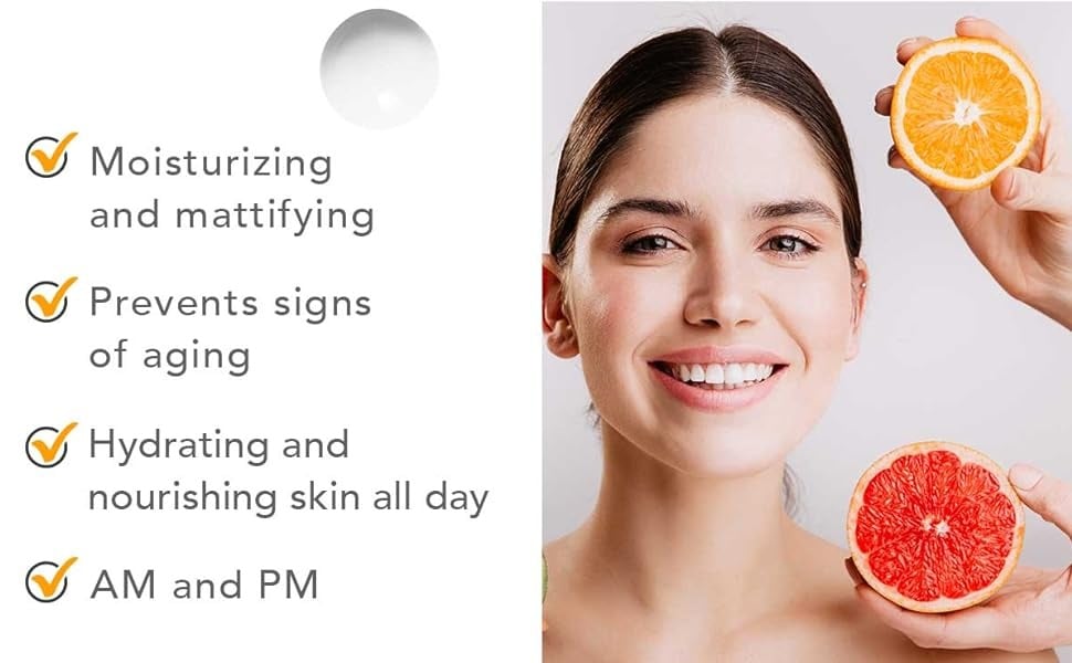 Moisturizing
and mattifying
Prevents signs
of aging
Hydrating and
nourishing skin all day
AM and PM