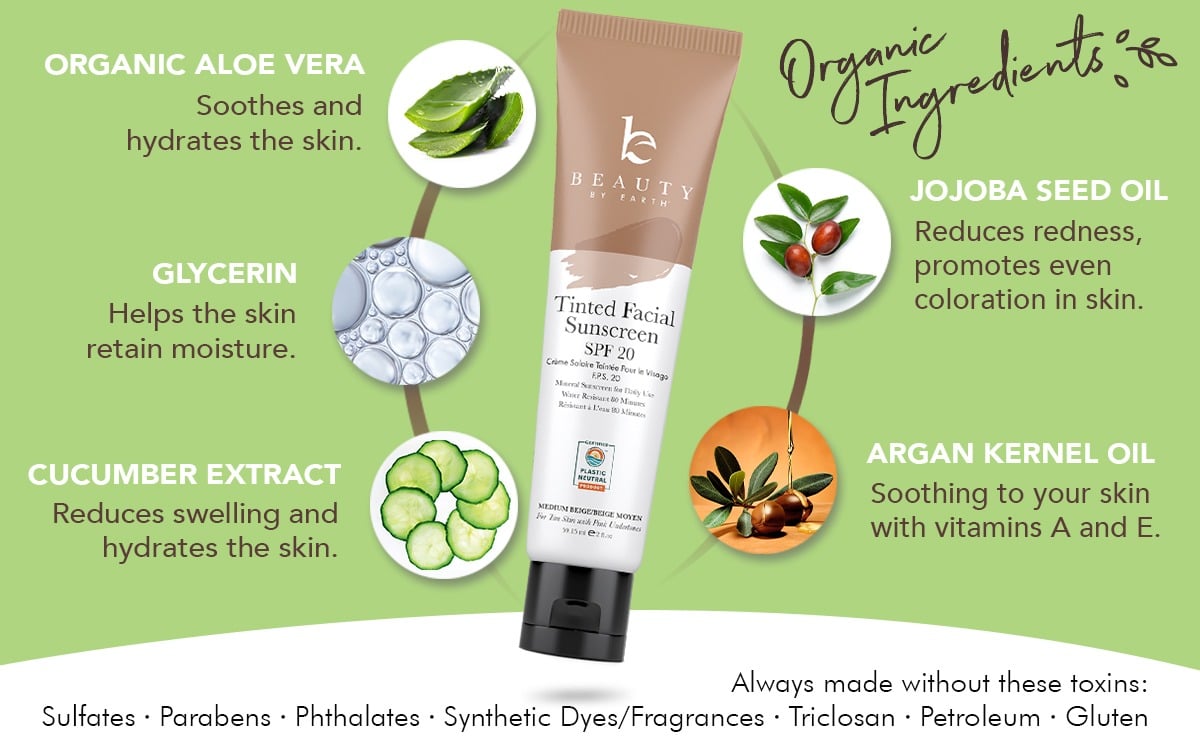 Beauty by Earth Tinted Facial Sunscreen Toffee - Ingredients