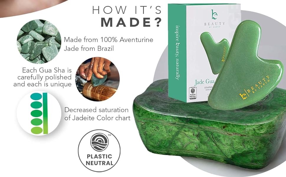 HOW IT'S MADE?
Made from 100% Aventurine
Jade from Brazil
Each Gua Sha is carefully polished and each is unique
Decreased saturation of Jadeite Color chart