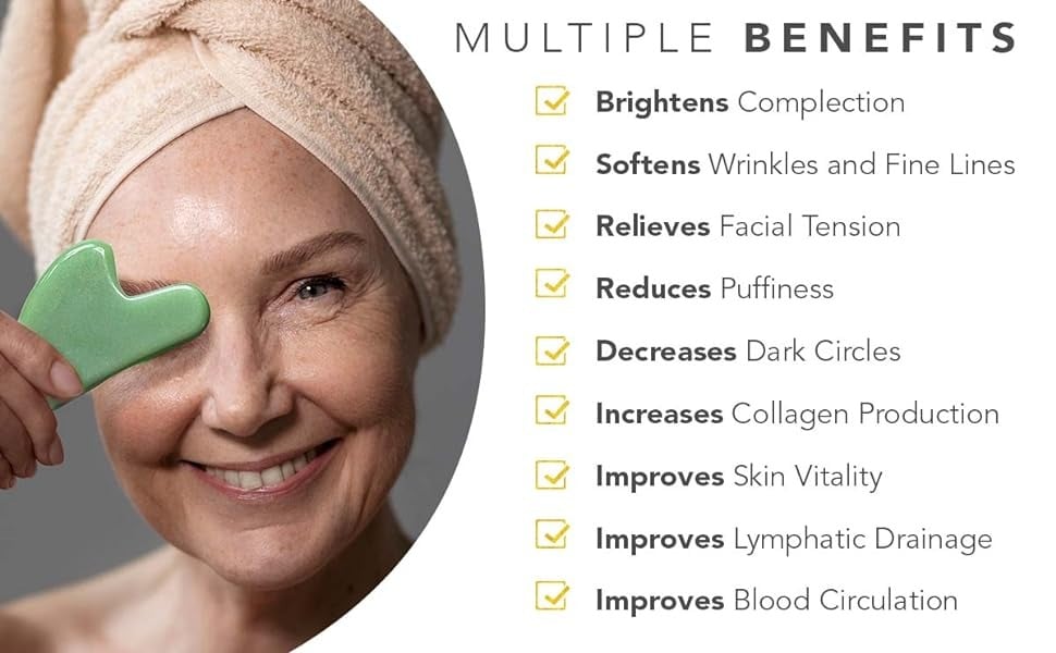MULTIPLE BENEFITS
Brightens Complection
Softens Wrinkles and Fine Lines
Relieves Facial Tension
Reduces Puffiness
Decreases Dark Circles
Increases Collagen Production
Improves Skin Vitality
Improves Lymphatic Drainage
Improves Blood Circulation