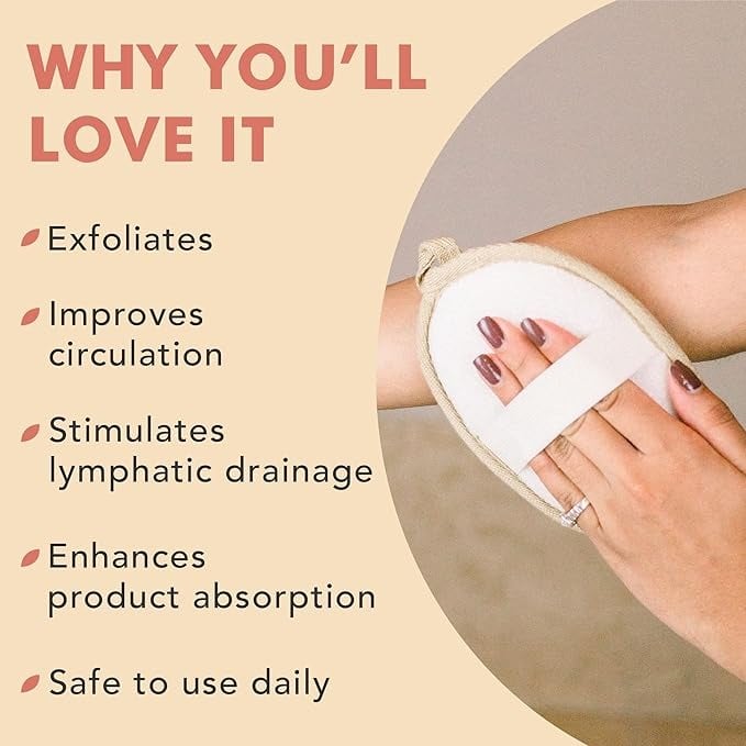 WHY YOU'LL LOVE IT
•Exfoliates
• Improves
circulation
• Stimulates
lymphatic drainage
• Enhances
product absorption
• Safe to use daily
