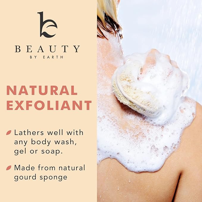 BEAUTY BY EARTH NATURAL EXFOLIANT
Lathers well with any body wash, gel or soap.
• Made from natural
gourd sponge