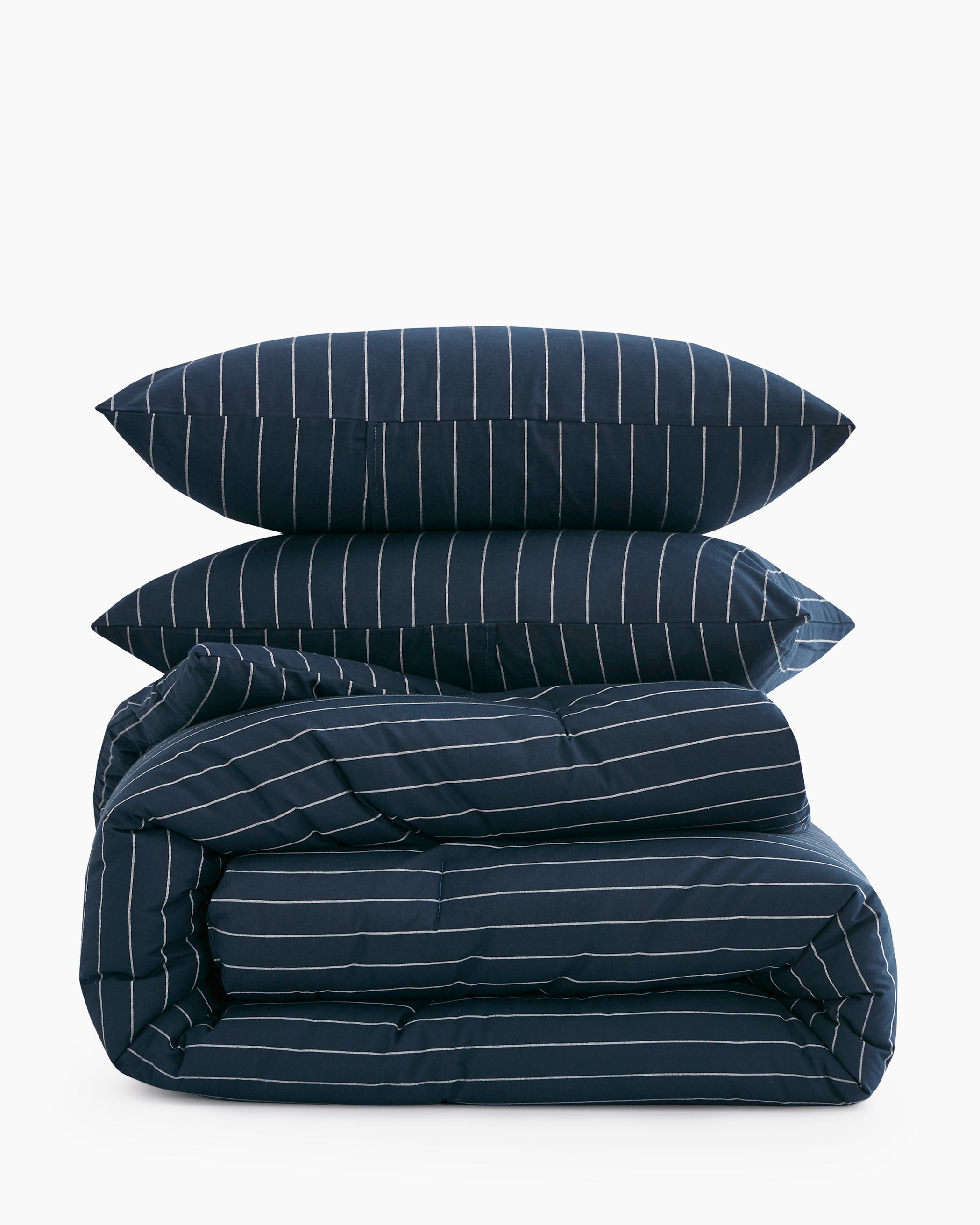 Navy Striped Cotton Comforter Set
