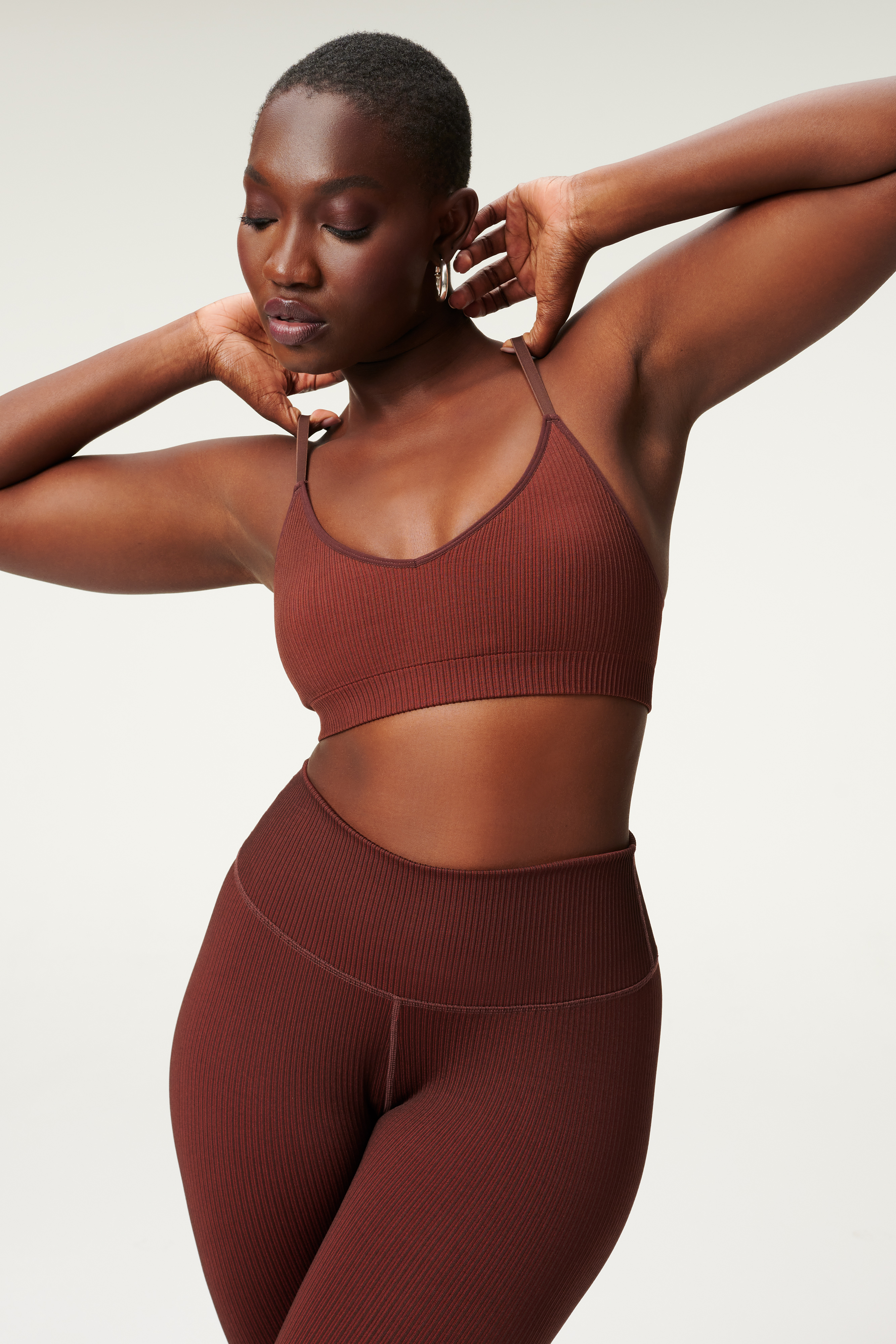 Styled With feature image for product SEAMLESS CHUNKY RIB BRA | CHOCOLATE003