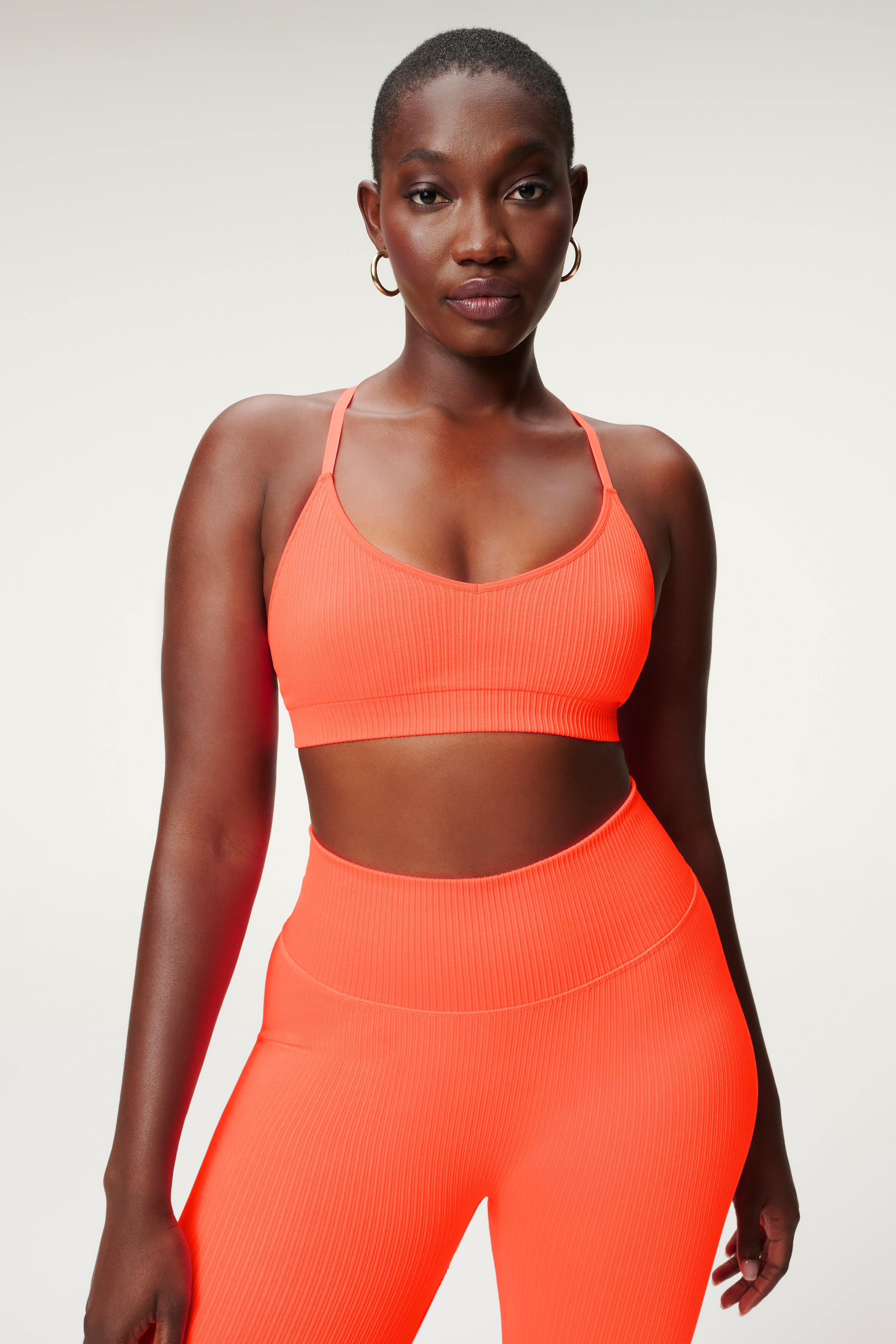 Styled With feature image for product SEAMLESS CHUNKY RIB BRA | HOT CORAL001