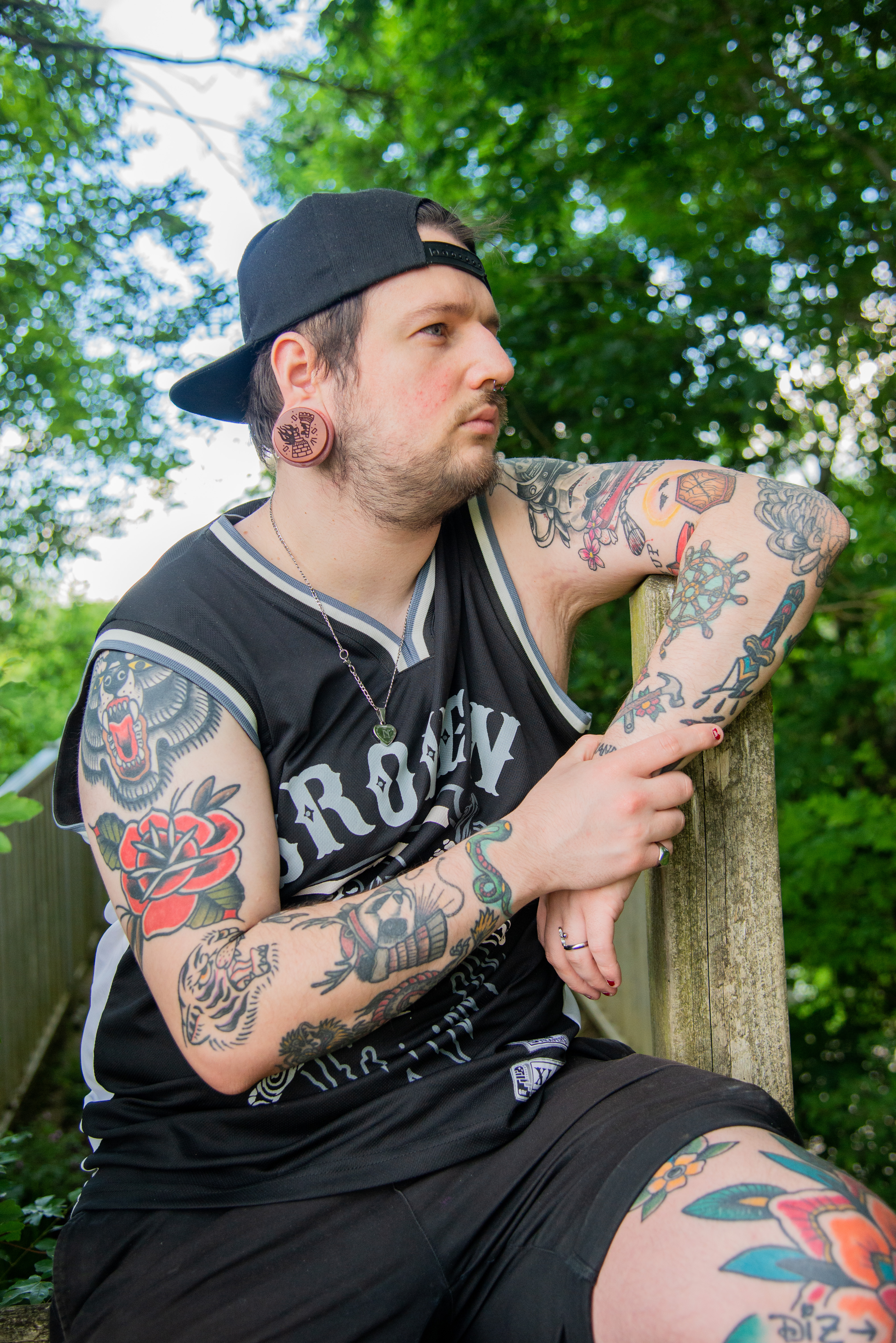  Burning Rook Tattoo Plug / Gauge - Saba Wood | Doppelaufgeweitet mit flachem Gesicht
