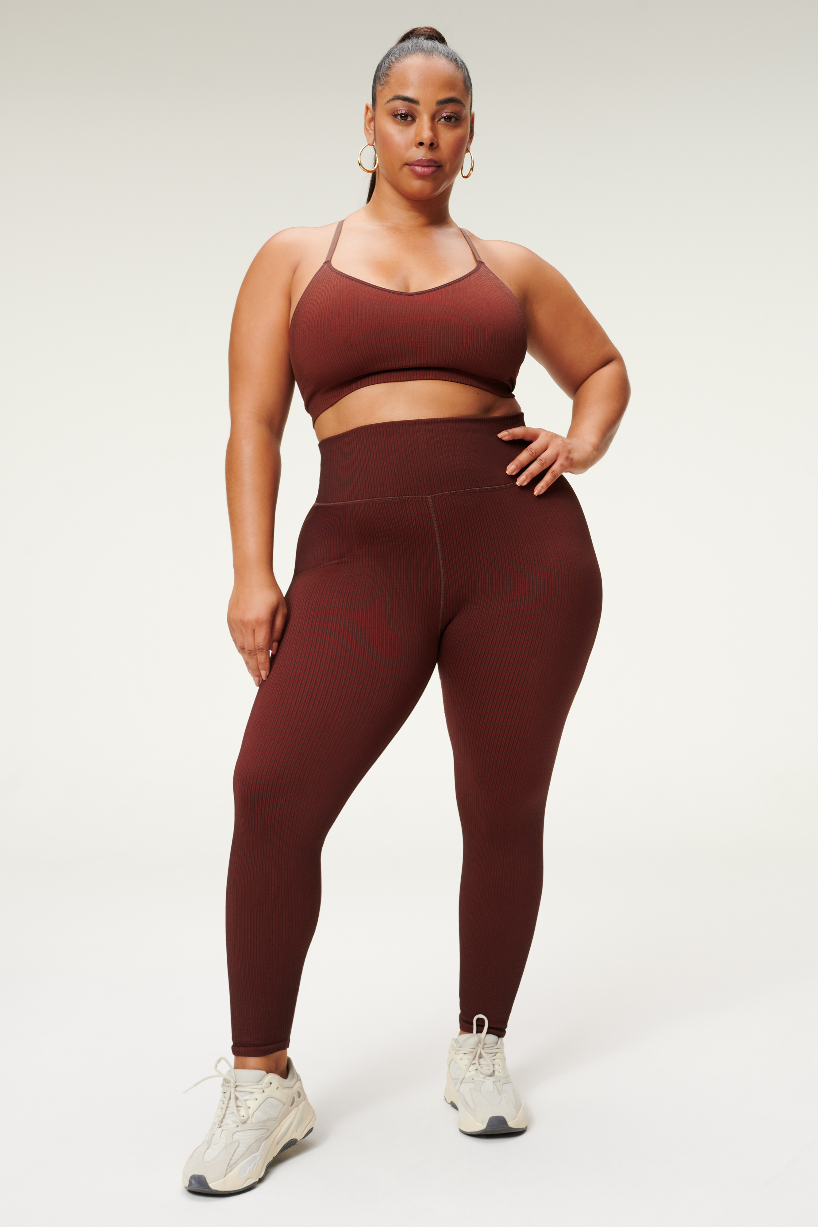 Styled With feature image for product SEAMLESS RIBBED LEGGING | CHOCOLATE003