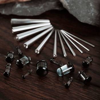 Black & Clear Glass Single Flare Plug With Insertion Tapers - Custom Plugs
