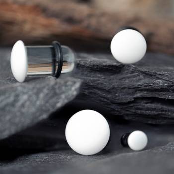 White & Clear Glass Single Flare Plug - Custom Plugs