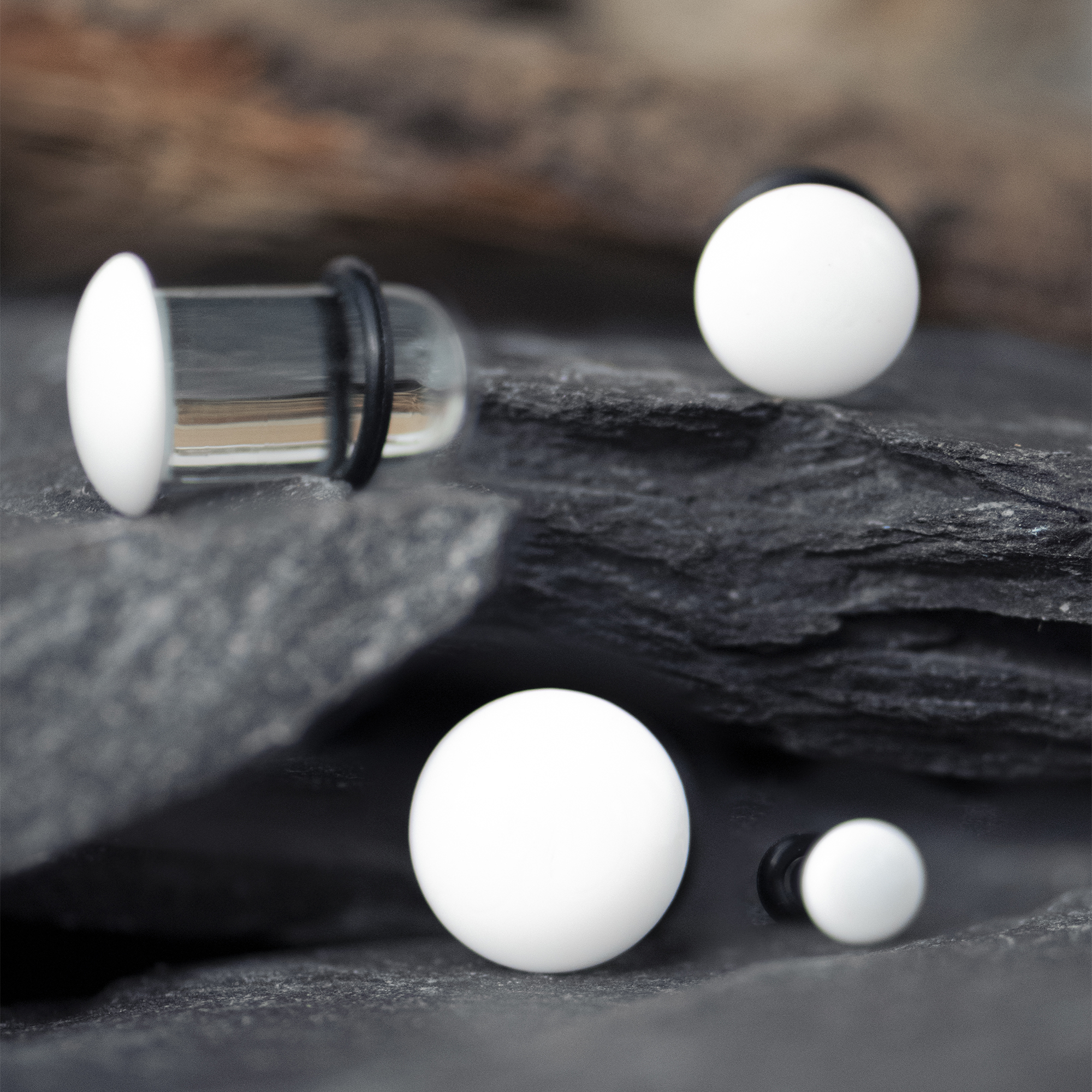 White & Clear Glass Single Flare Plug - Custom Plugs