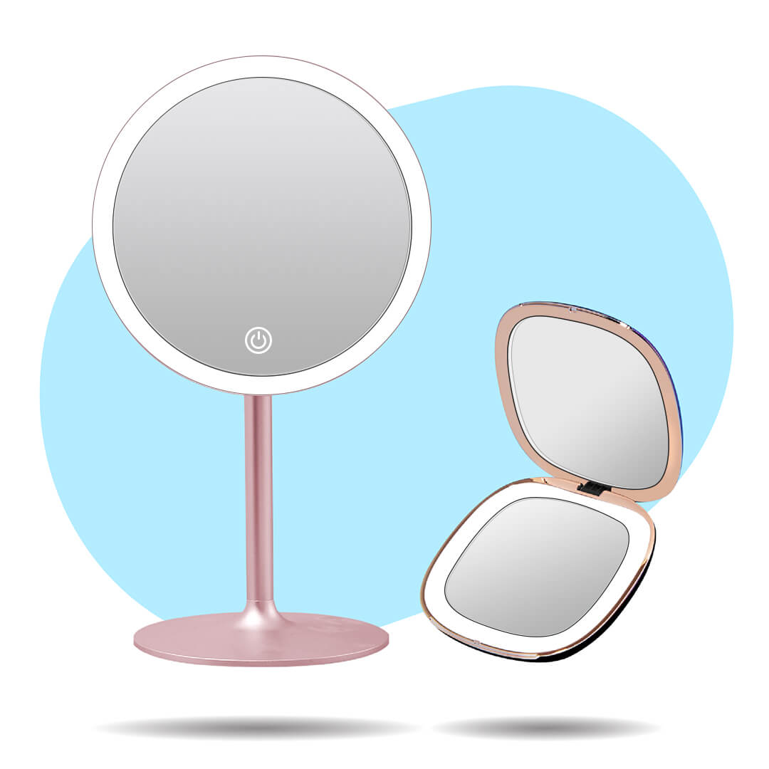 Nala and Mila lighted travel mirrors by Fancii and Co