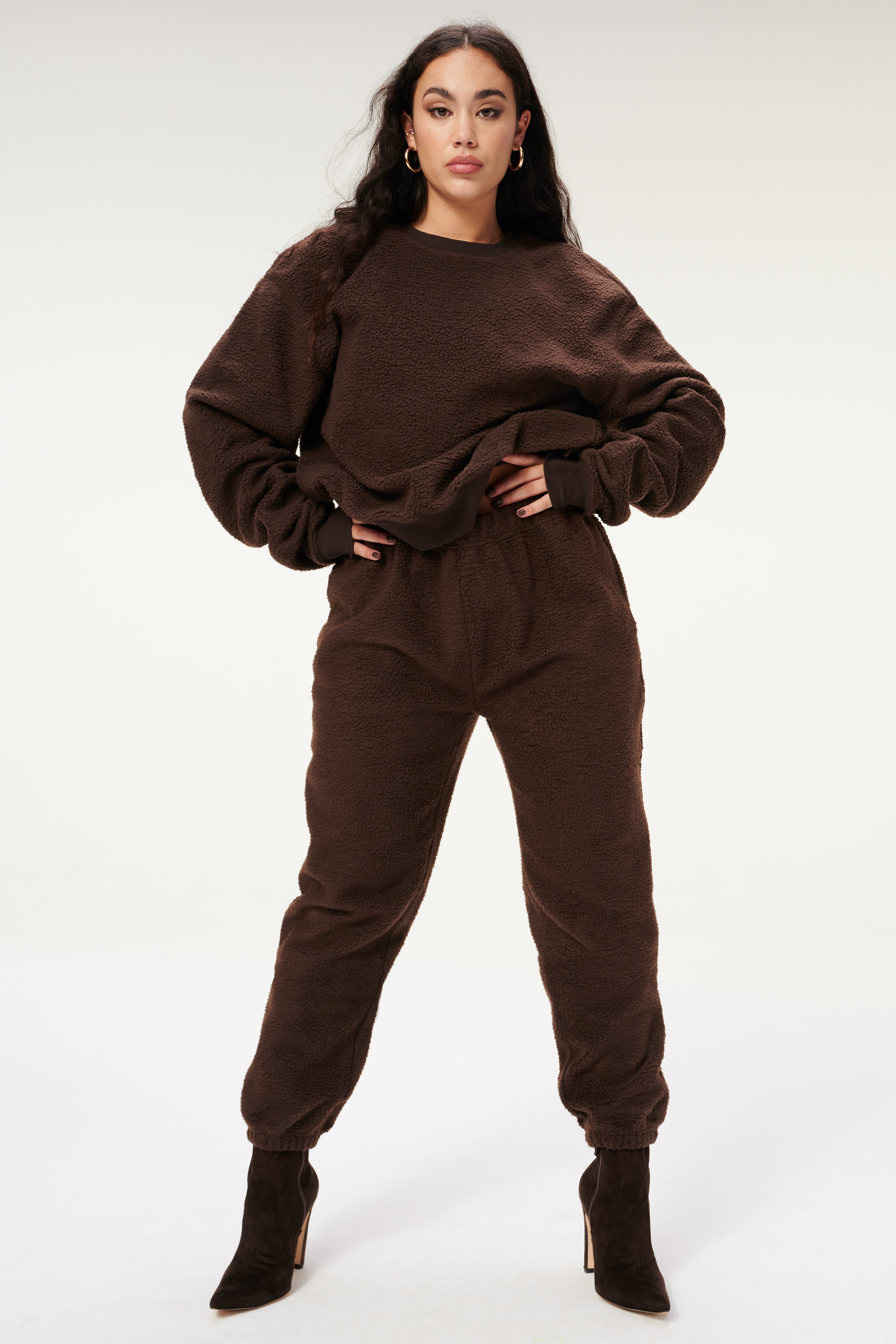 Styled With feature image for product SHERPA BOYFRIEND SWEATSHIRT | COFFEE001