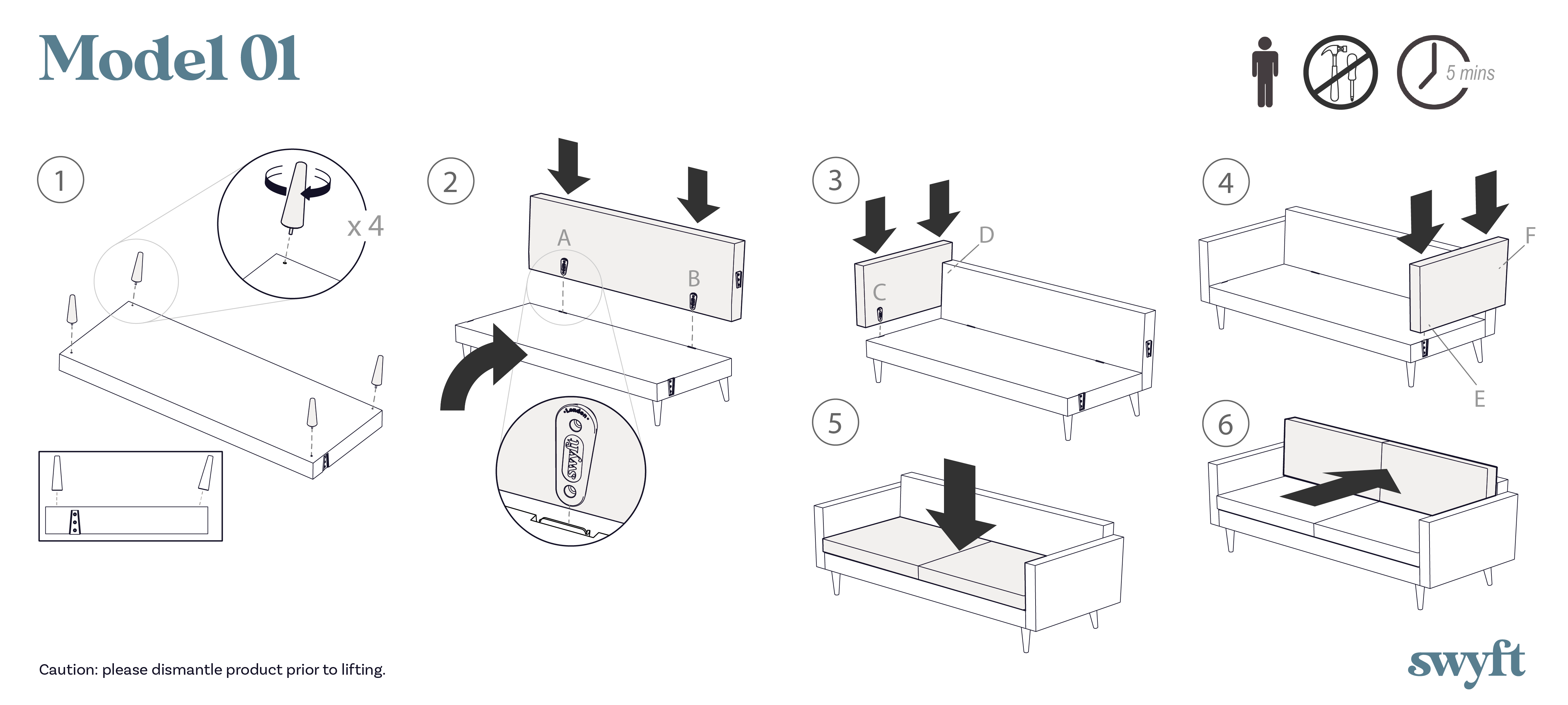 Model 01 2 Seater Assembly instruction drawing