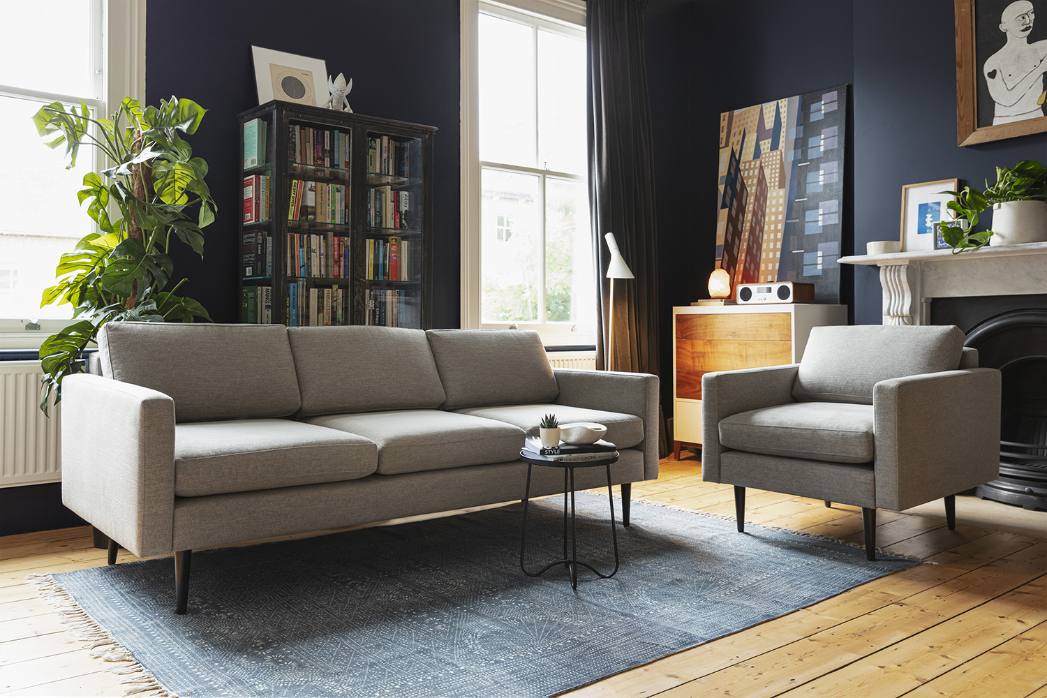 Model 01 3 Seater and Armchair in Shadow Linen