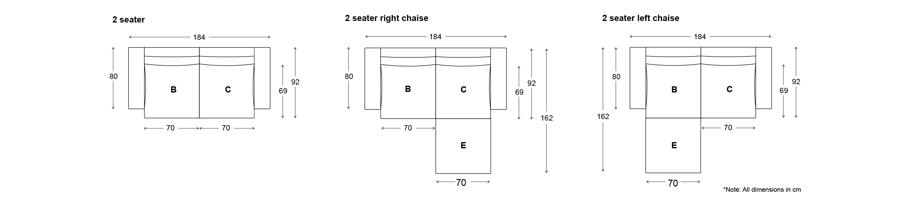 modular sofa 3 seater dimensions 