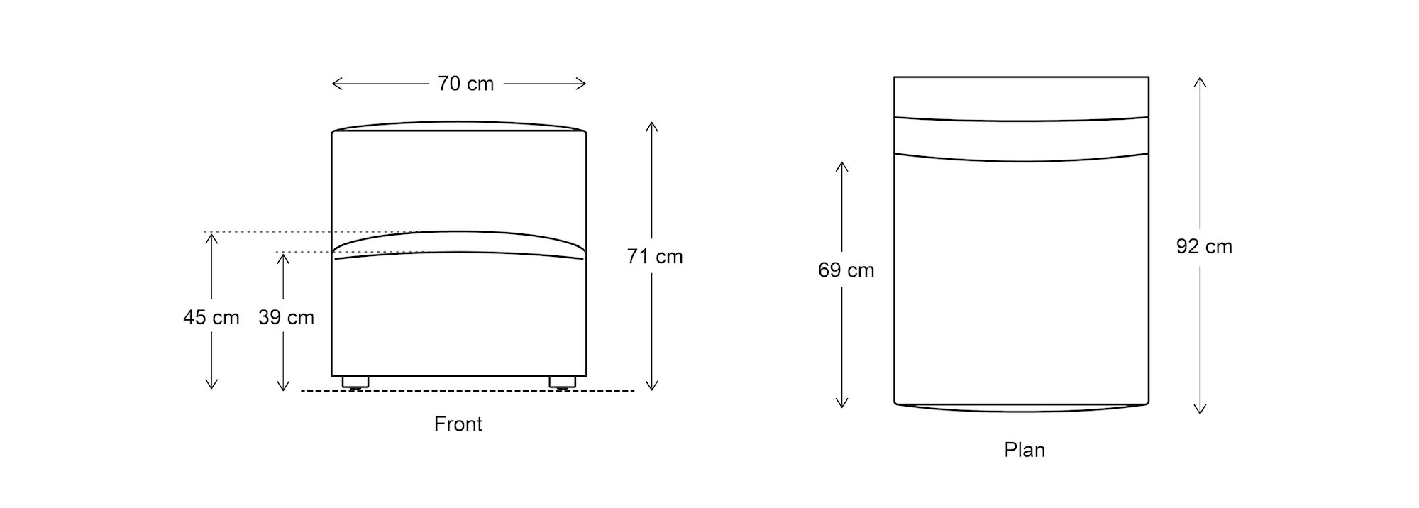 Modular seat module sofa dimensions