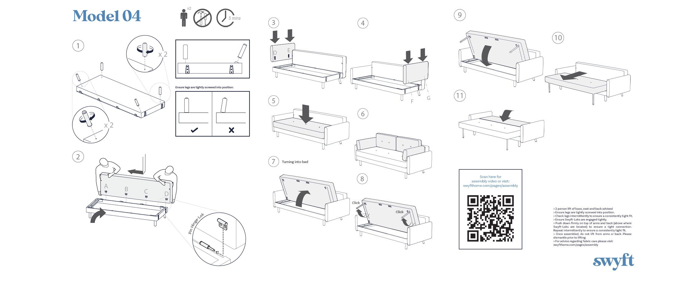 sofa bed 3 seater assembly