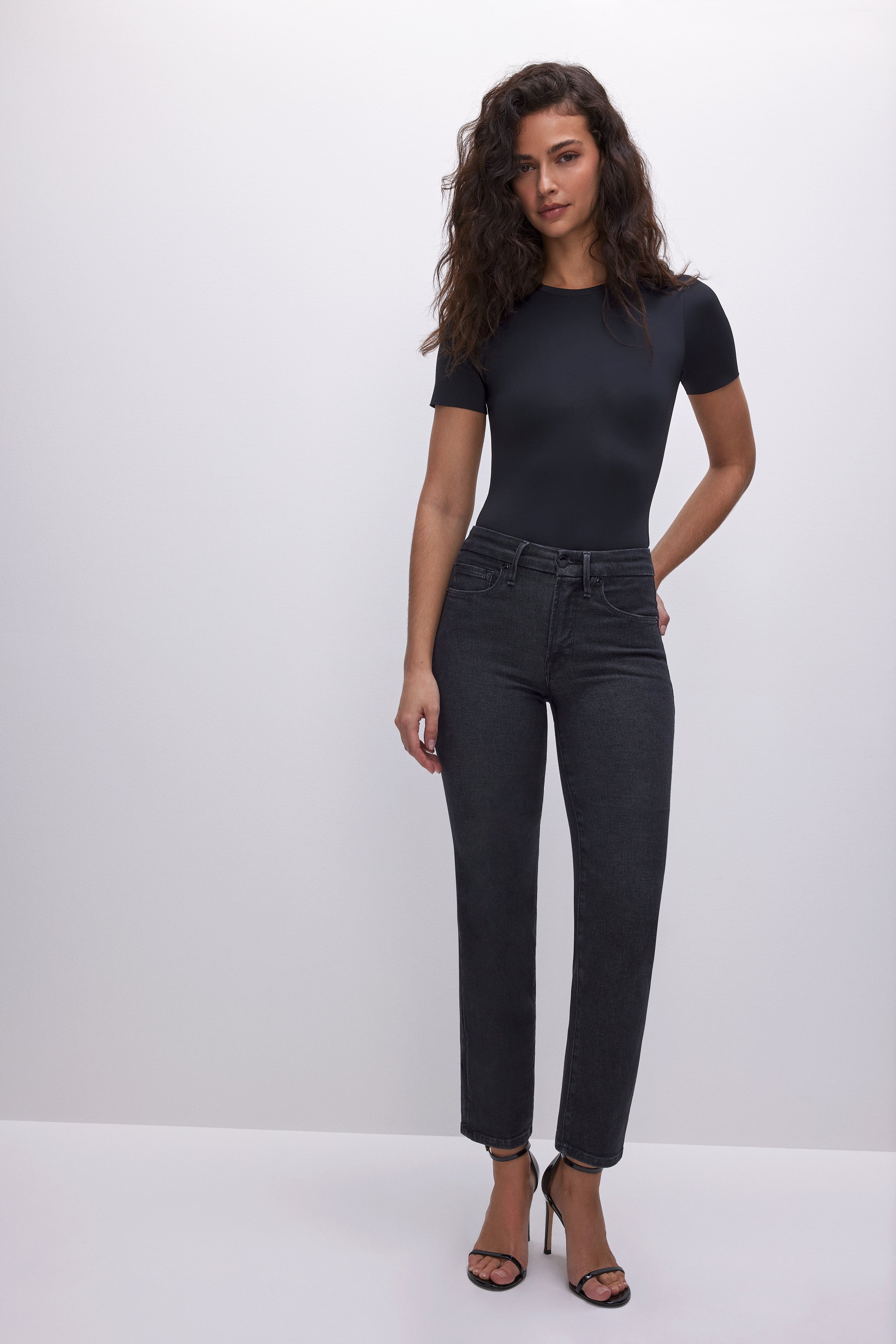 Styled with GOOD LEGS STRAIGHT JEANS| BLACK184