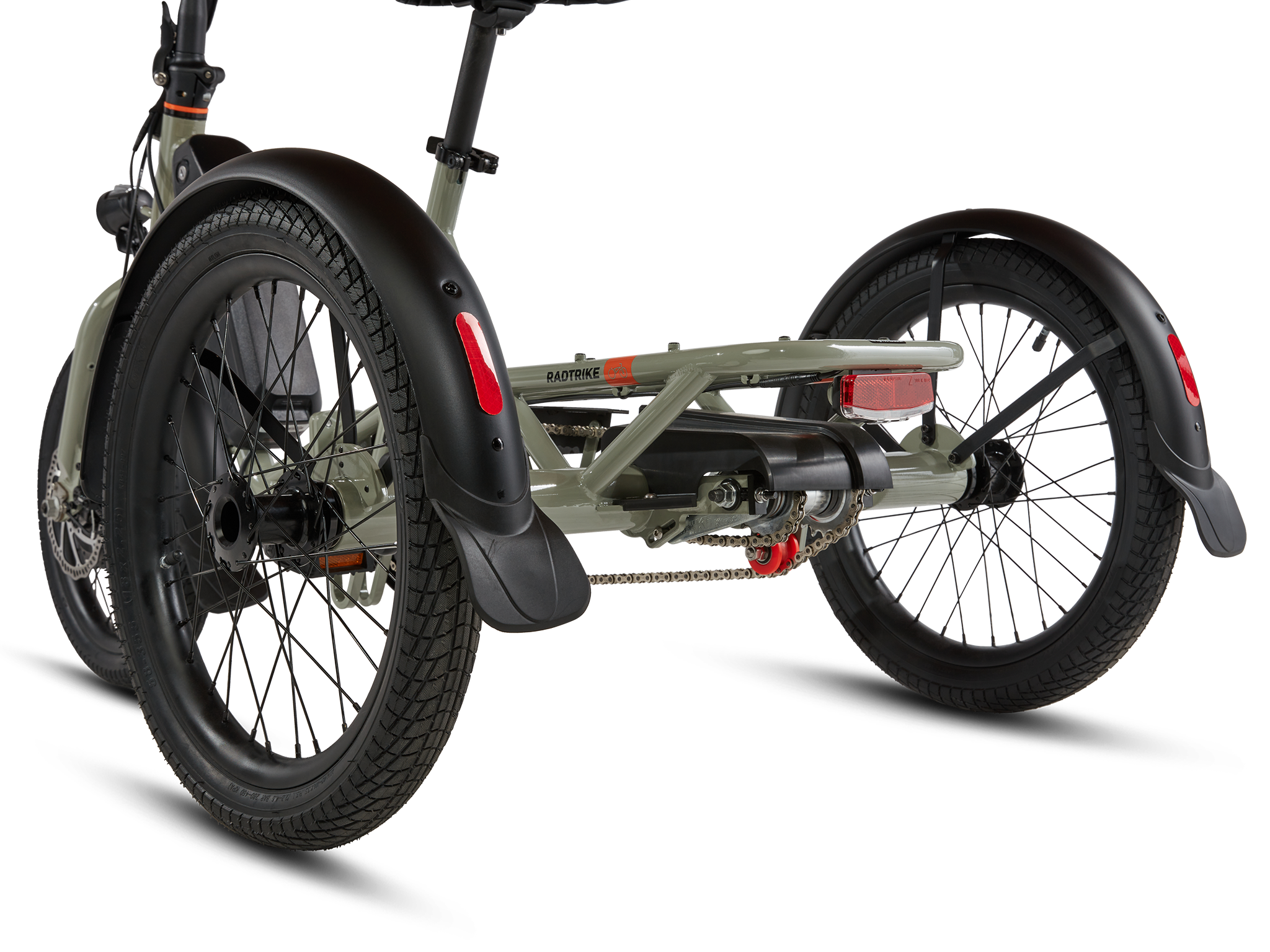 radtrike drivetain and brakes rear view