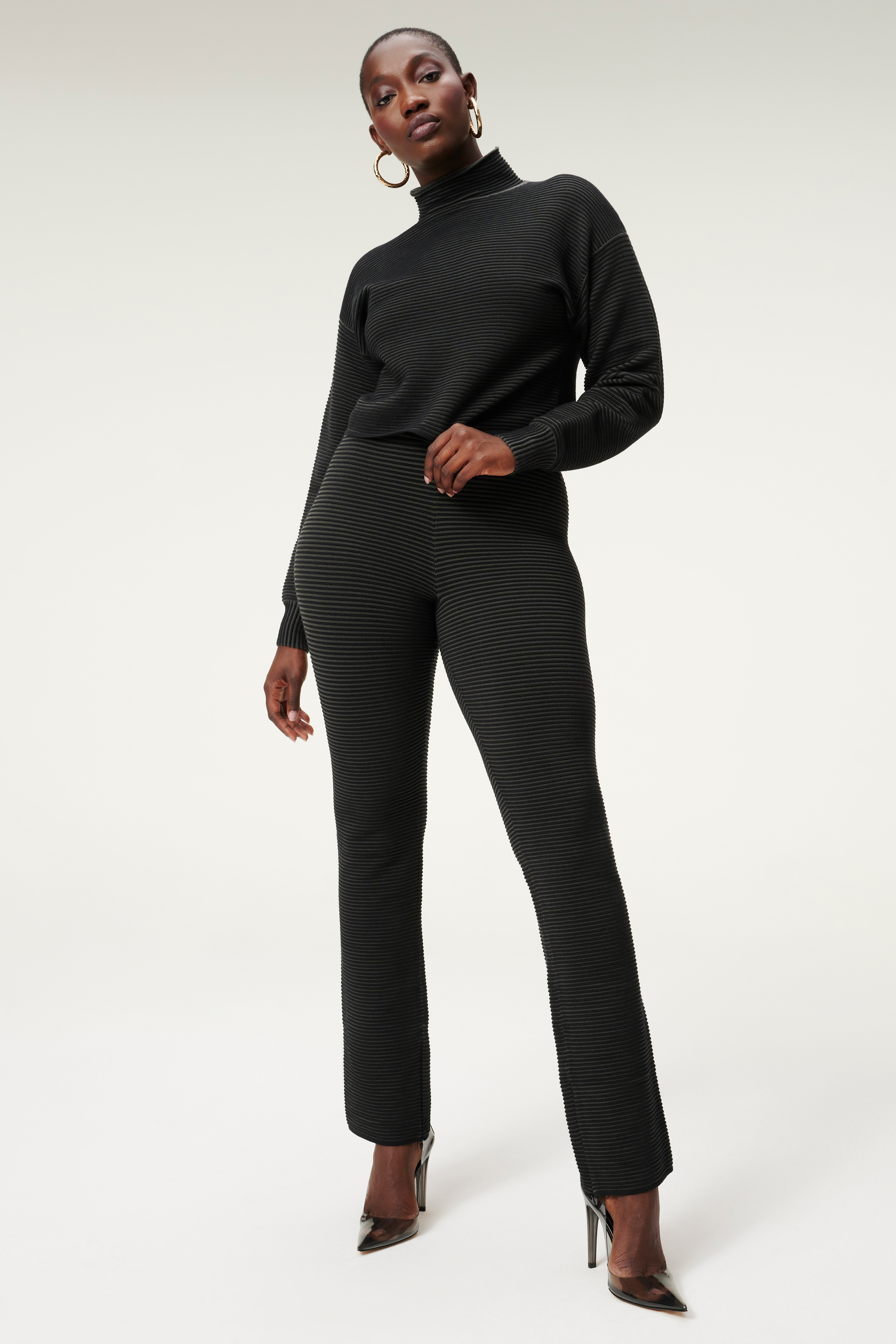 Styled With feature image for product HEAVY RIB CROP MOCK NECK | BLACK001