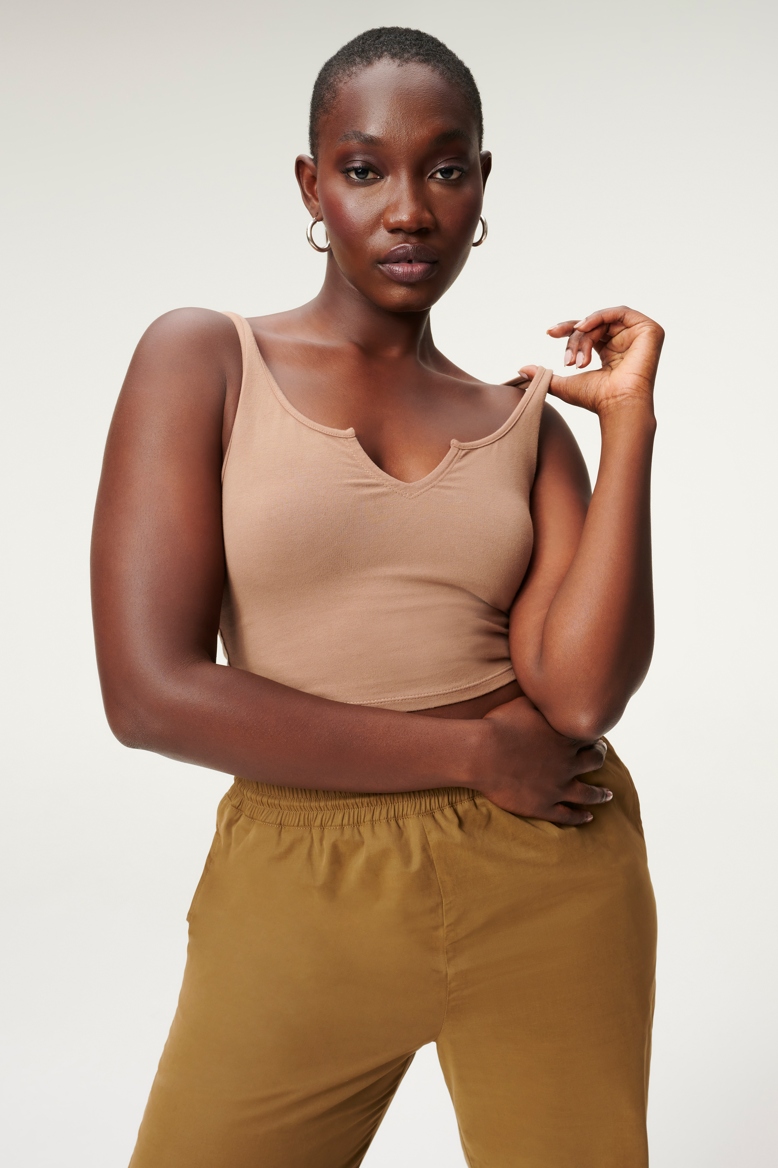 Styled With feature image for product ESSENTIAL NOTCHED TANK | PUTTY001