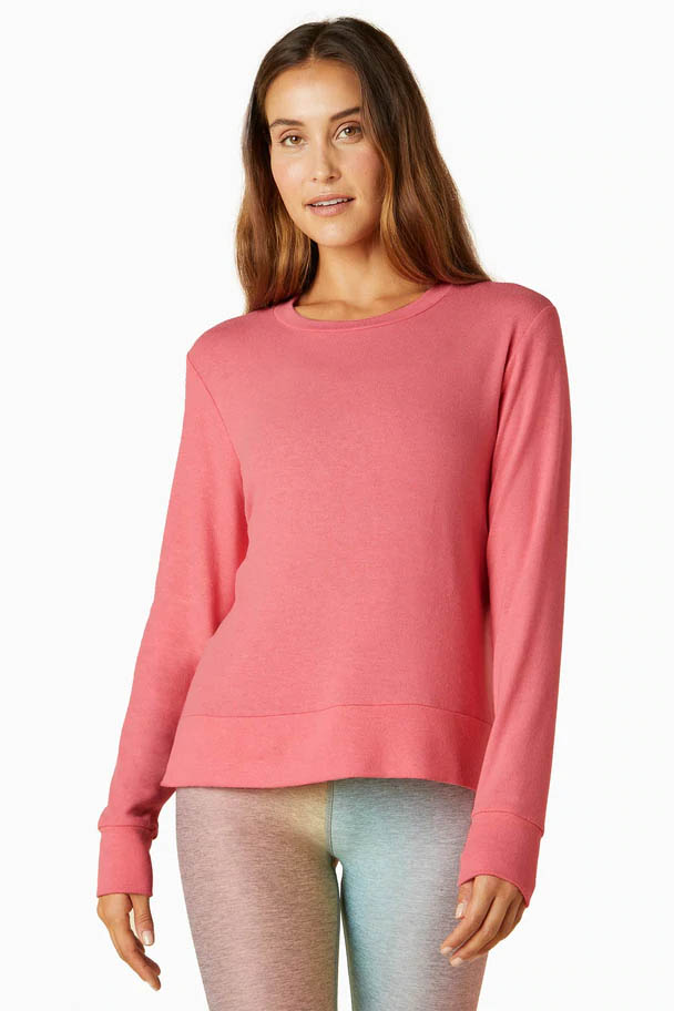 Beyond Yoga Side Slit Long Sleeve Pullover - Pink Crush