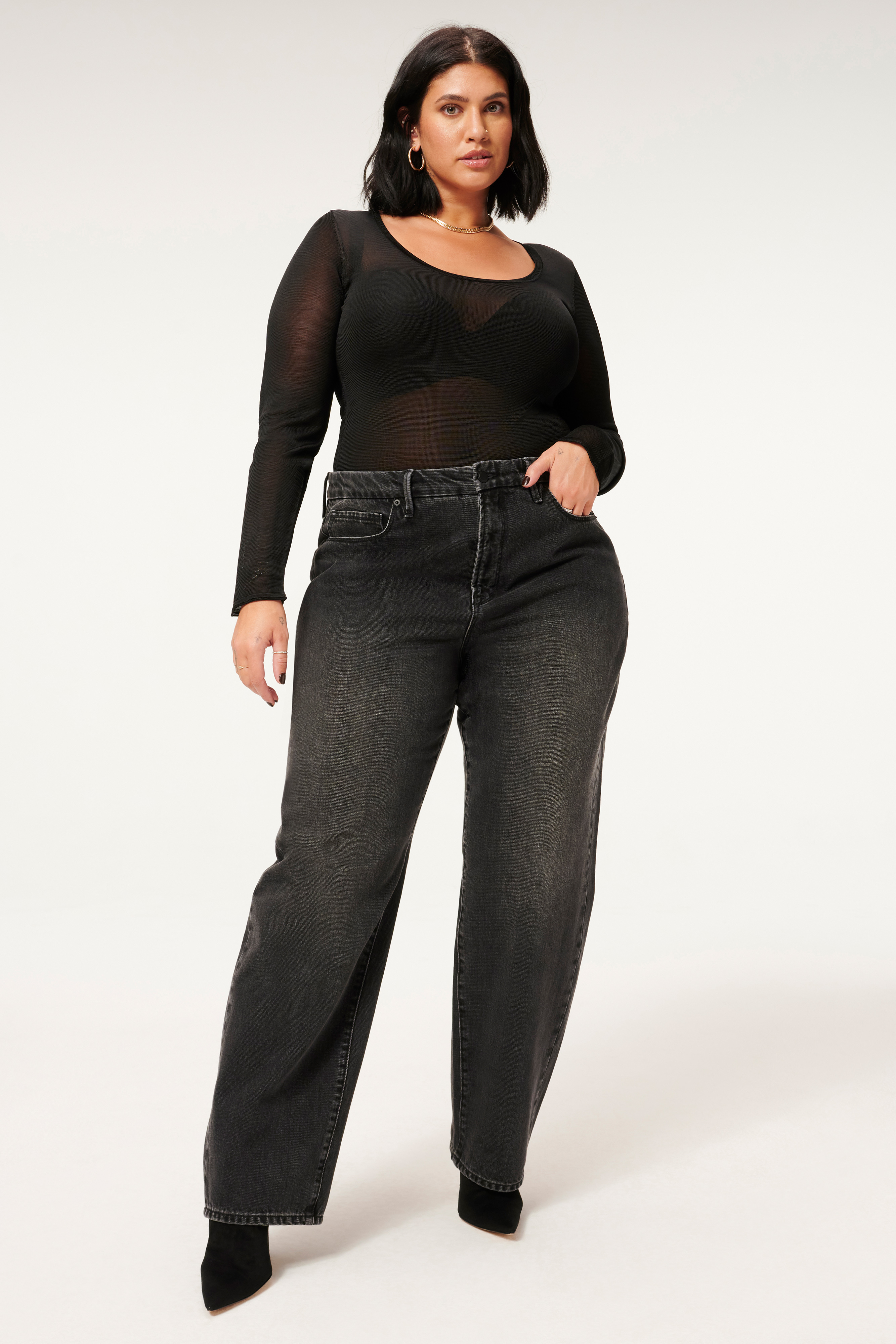 Styled With feature image for product SCOOP NECK SHEER BODY | BLACK001
